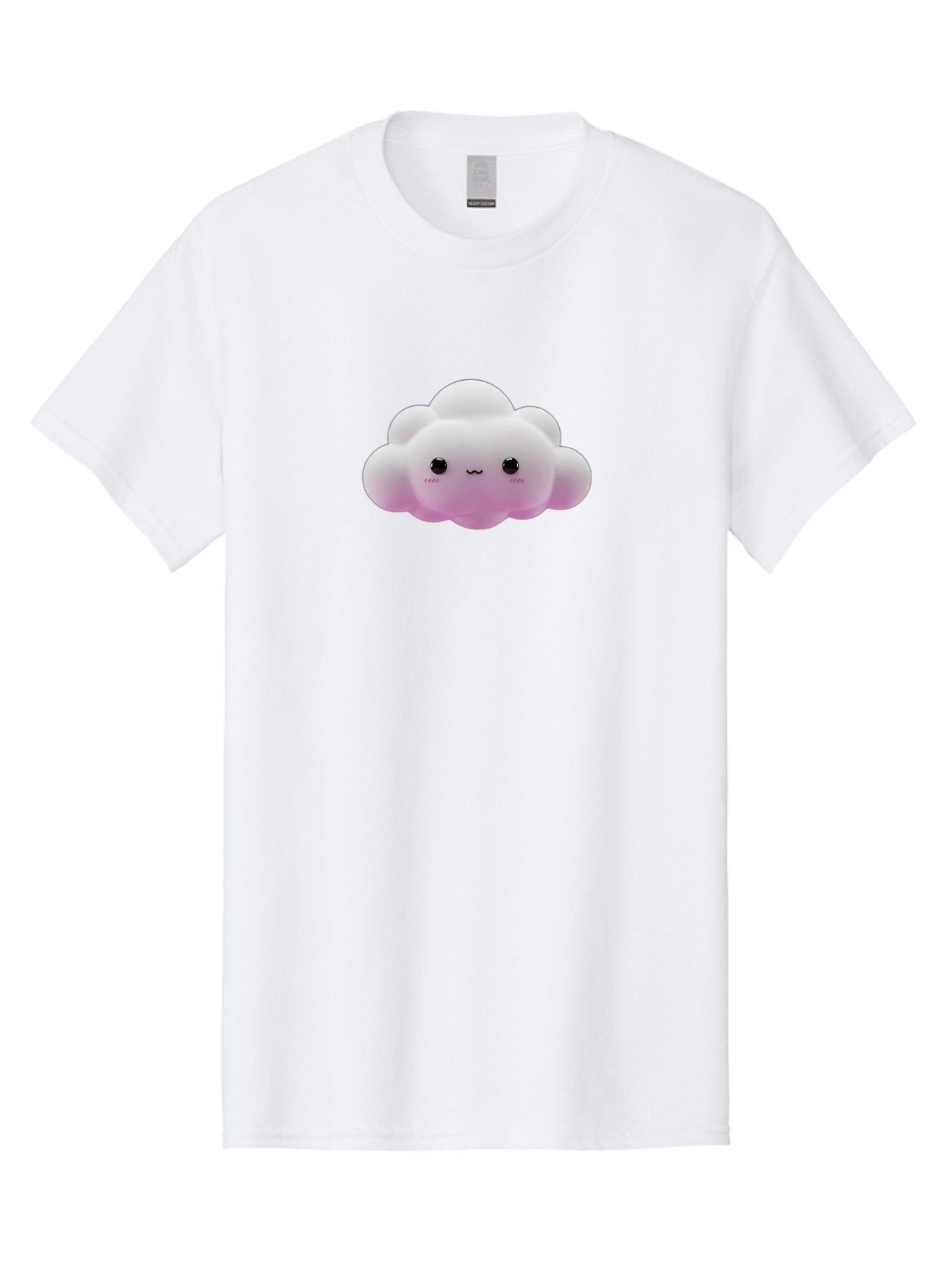 Cute-Cloud-Toy Men'S Graphic Tee, 100% Cotton, Comfortable Casual Summer Wear, Machine Washable, White Fluffy Cloud, Kawaii Character, Smiling Face, Cute Expression, Soft Pink Cheeks, Adorable Eyes, Cartoon Cloud, Pastel Colors, Bae428 15