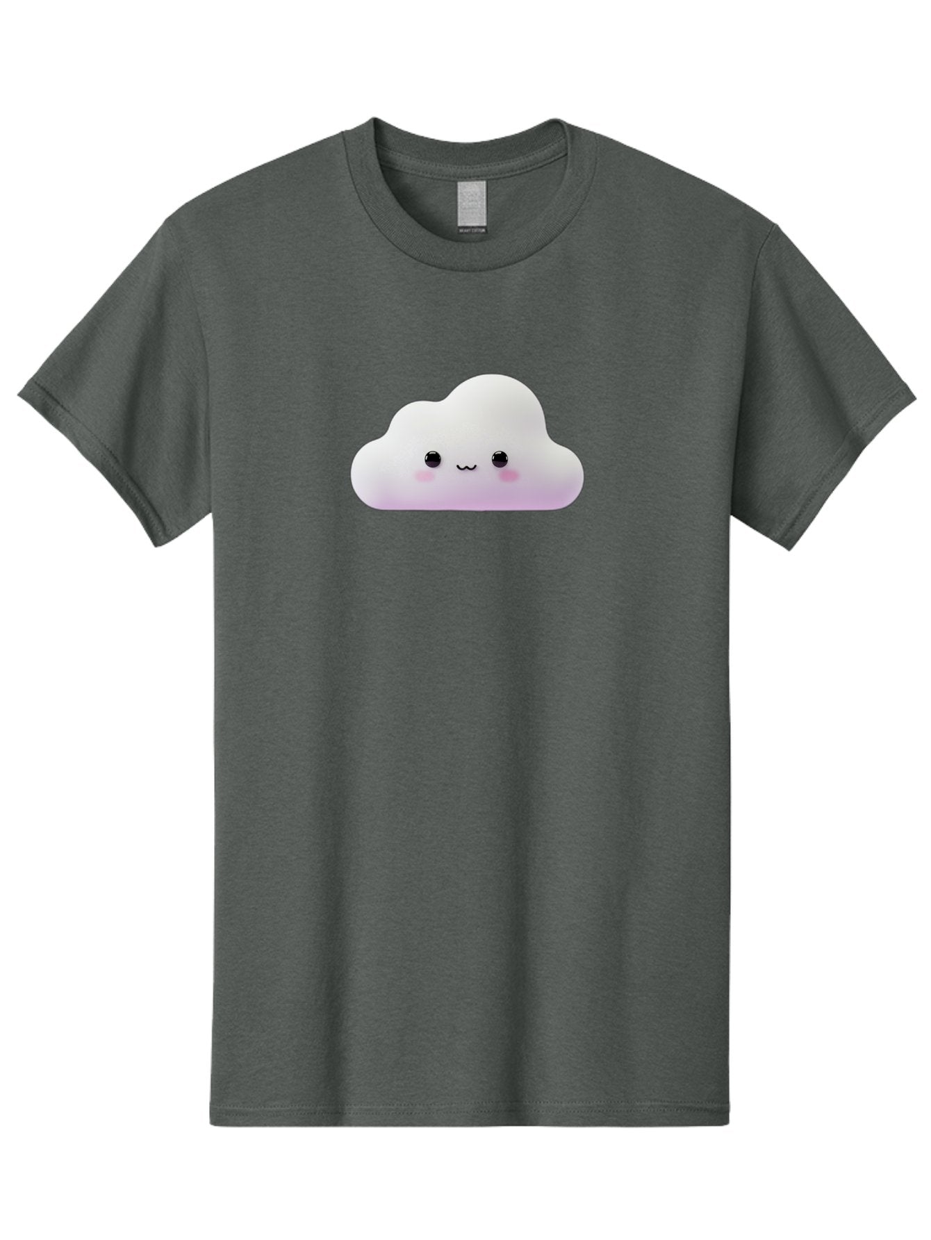 Cute-Cloud Men'S Graphic Tee, 100% Cotton, Comfortable Casual Summer Wear, Machine Washable, Cute Cloud, Smiling Face, Fluffy Cloud, Kawaii Character, Cartoon Cloud, Happy Expression, Soft Pink Cheeks, Black Eyes Bae429 13