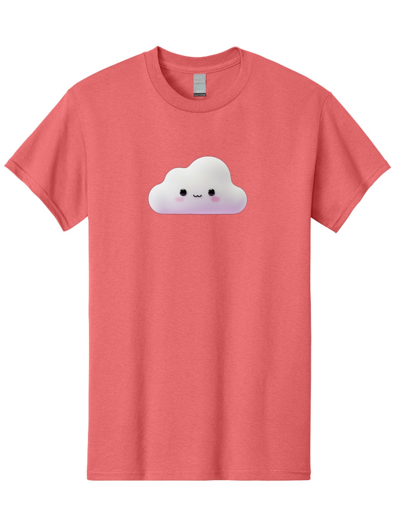 Cute-Cloud Men'S Graphic Tee, 100% Cotton, Comfortable Casual Summer Wear, Machine Washable, Cute Cloud, Smiling Face, Fluffy Cloud, Kawaii Character, Cartoon Cloud, Happy Expression, Soft Pink Cheeks, Black Eyes Bae429 14