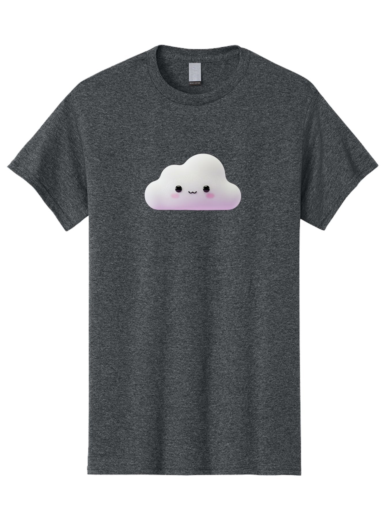 Cute-Cloud Men'S Graphic Tee, 100% Cotton, Comfortable Casual Summer Wear, Machine Washable, Cute Cloud, Smiling Face, Fluffy Cloud, Kawaii Character, Cartoon Cloud, Happy Expression, Soft Pink Cheeks, Black Eyes Bae429 7