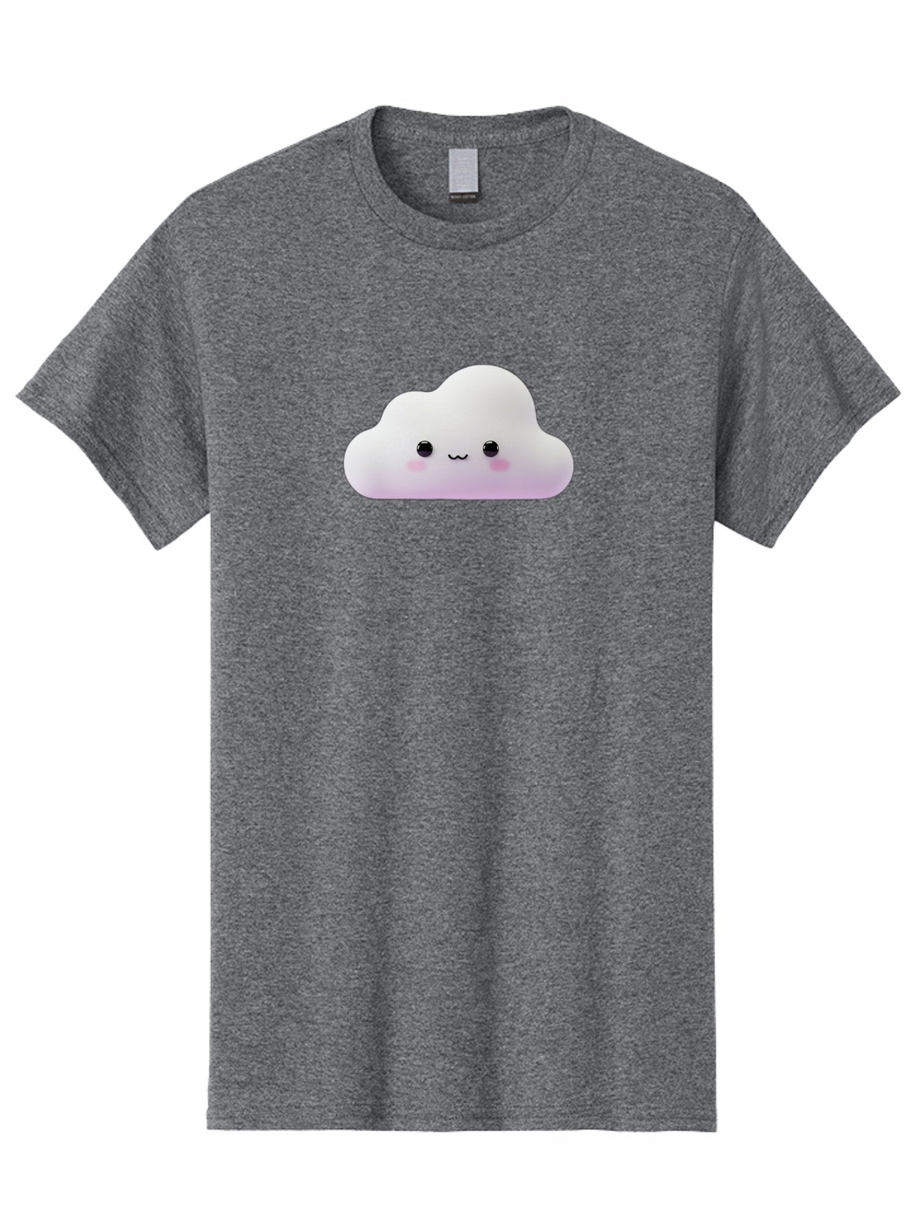 Cute-Cloud Men'S Graphic Tee, 100% Cotton, Comfortable Casual Summer Wear, Machine Washable, Cute Cloud, Smiling Face, Fluffy Cloud, Kawaii Character, Cartoon Cloud, Happy Expression, Soft Pink Cheeks, Black Eyes Bae429 6