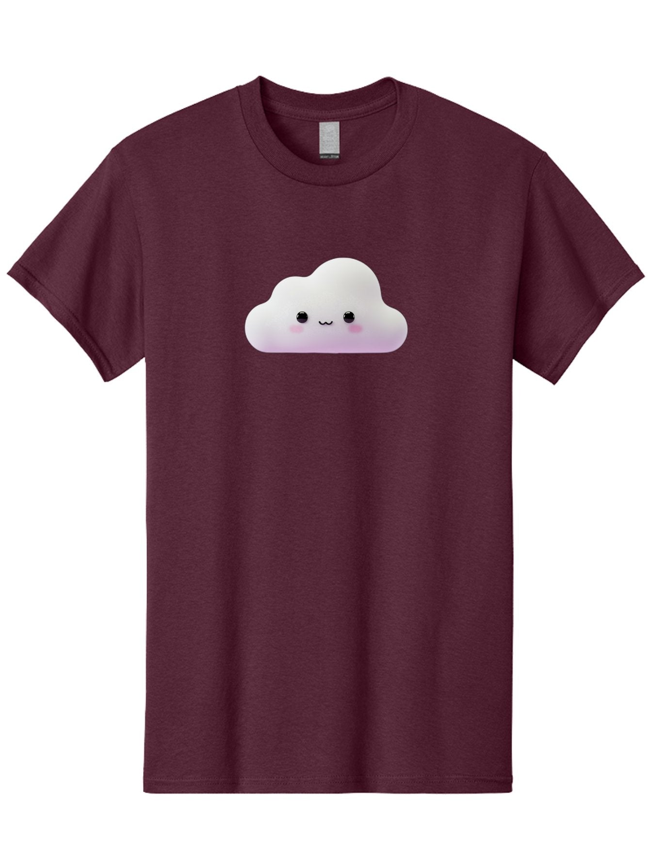 Cute-Cloud Men'S Graphic Tee, 100% Cotton, Comfortable Casual Summer Wear, Machine Washable, Cute Cloud, Smiling Face, Fluffy Cloud, Kawaii Character, Cartoon Cloud, Happy Expression, Soft Pink Cheeks, Black Eyes Bae429 4