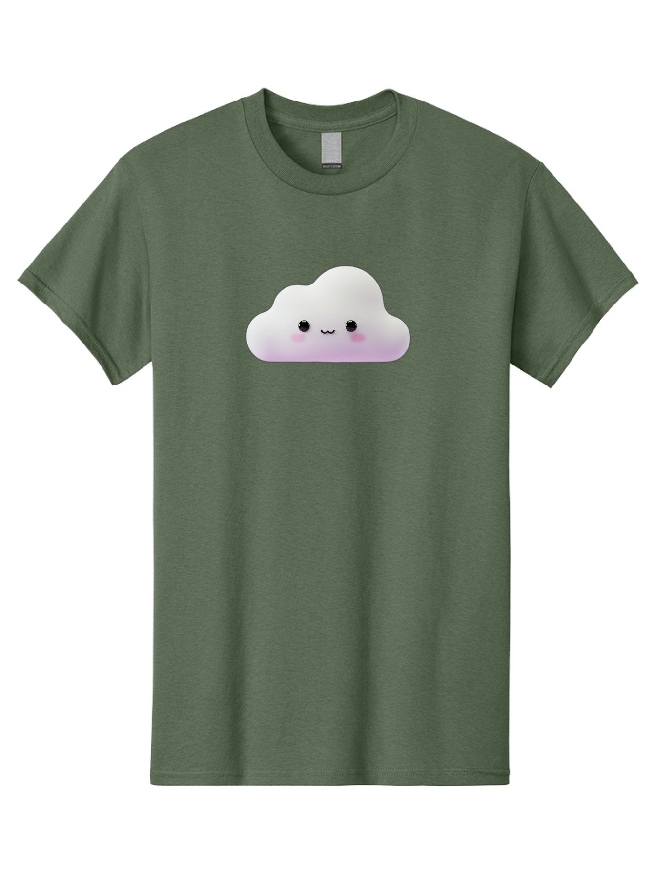 Cute-Cloud Men'S Graphic Tee, 100% Cotton, Comfortable Casual Summer Wear, Machine Washable, Cute Cloud, Smiling Face, Fluffy Cloud, Kawaii Character, Cartoon Cloud, Happy Expression, Soft Pink Cheeks, Black Eyes Bae429 9