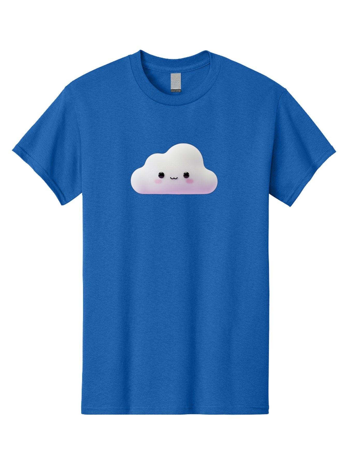 Cute-Cloud Men'S Graphic Tee, 100% Cotton, Comfortable Casual Summer Wear, Machine Washable, Cute Cloud, Smiling Face, Fluffy Cloud, Kawaii Character, Cartoon Cloud, Happy Expression, Soft Pink Cheeks, Black Eyes Bae429 3