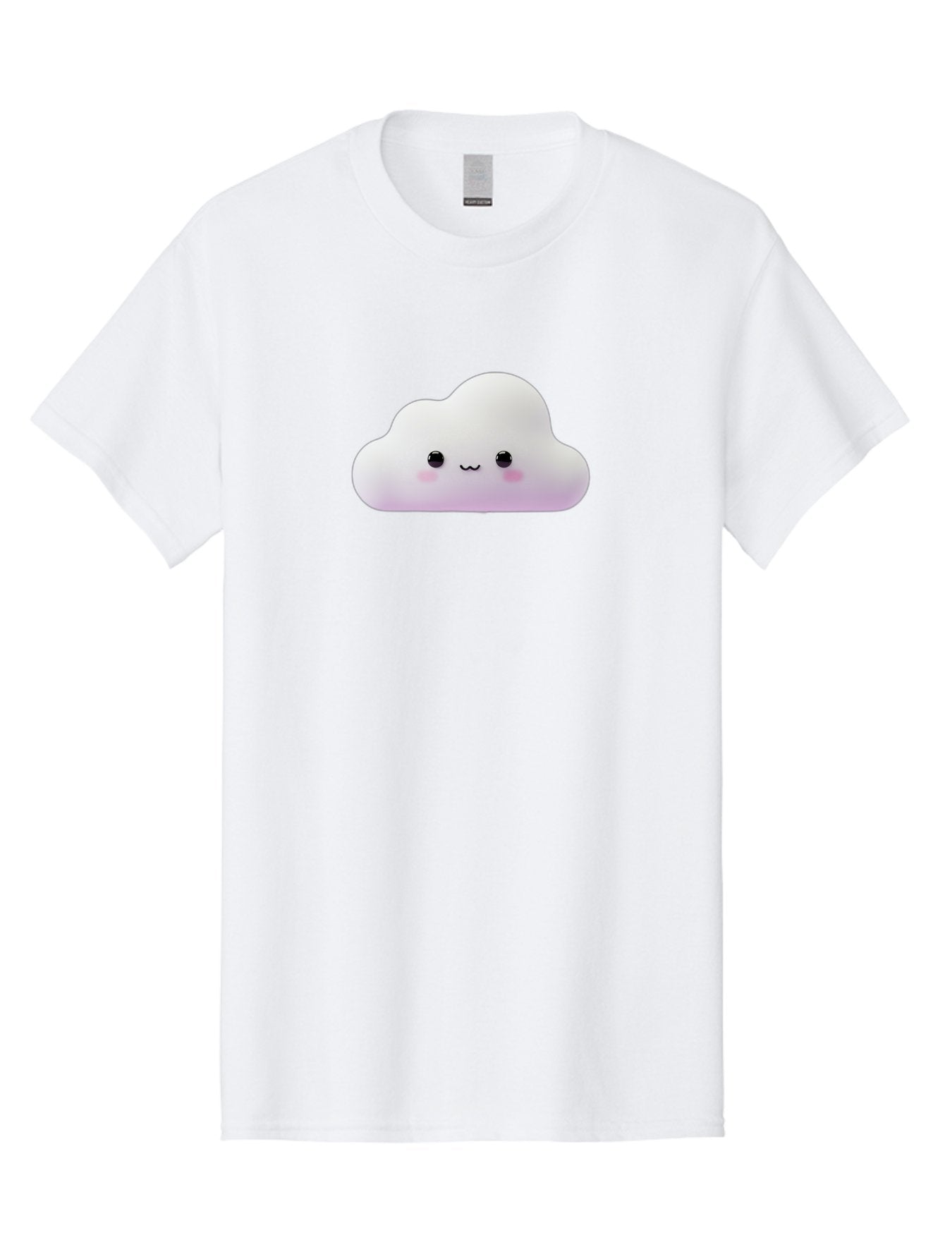 Cute-Cloud Men'S Graphic Tee, 100% Cotton, Comfortable Casual Summer Wear, Machine Washable, Cute Cloud, Smiling Face, Fluffy Cloud, Kawaii Character, Cartoon Cloud, Happy Expression, Soft Pink Cheeks, Black Eyes Bae429 10