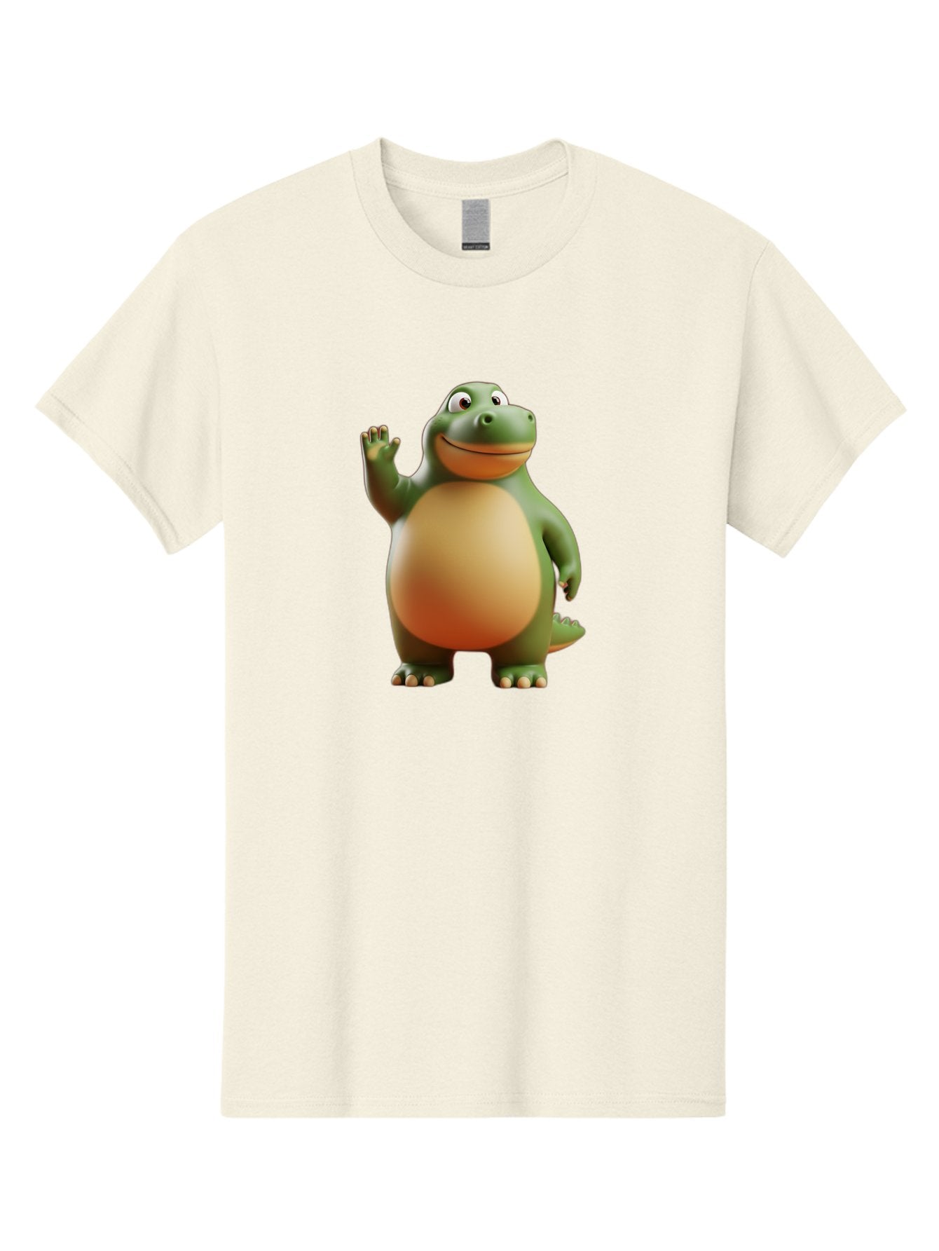 Dino-2 Men'S Graphic Tee, 100% Cotton, Comfortable Casual Summer Wear, Machine Washable, Cartoon Dinosaur, Dinosaur Character, Green Dinosaur, Friendly Dinosaur, Animated Dino, Kids Character, Dino Illustration, Playful Dino, Bae435 5