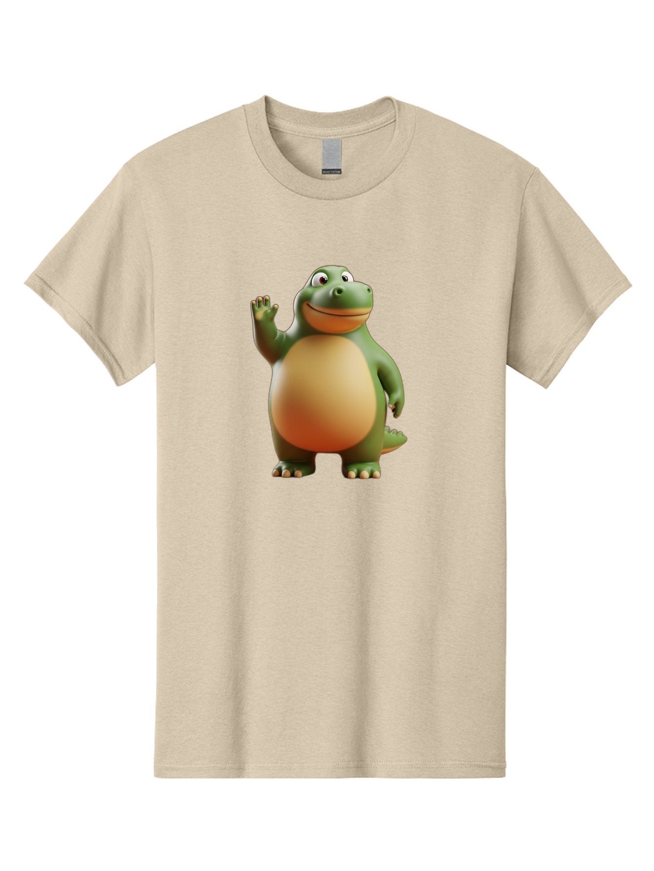 Dino-2 Men'S Graphic Tee, 100% Cotton, Comfortable Casual Summer Wear, Machine Washable, Cartoon Dinosaur, Dinosaur Character, Green Dinosaur, Friendly Dinosaur, Animated Dino, Kids Character, Dino Illustration, Playful Dino, Bae435 3