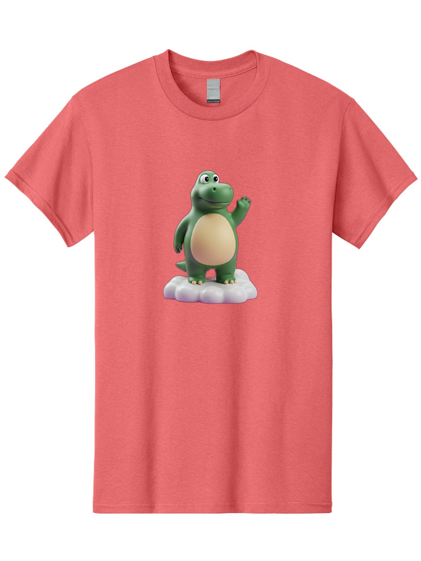 Dino-Mite Men'S Graphic Tee, 100% Cotton, Comfortable Casual Summer Wear, Machine Washable, Cartoon Dinosaur, Figurine, Green Dinosaur, Smiling Dinosaur, Waving Dinosaur, Dinosaur Toy, Dinosaur Character, Cute Dinosaur, Friendly Dinosaur, Bae436 4