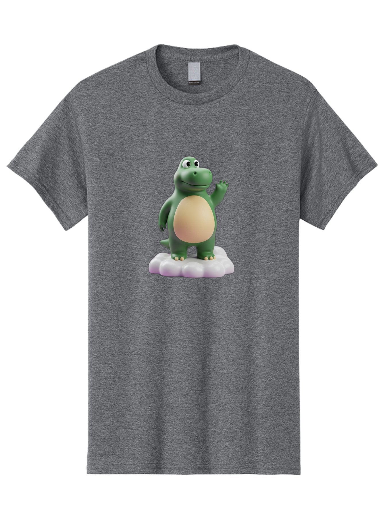 Dino-Mite Men'S Graphic Tee, 100% Cotton, Comfortable Casual Summer Wear, Machine Washable, Cartoon Dinosaur, Figurine, Green Dinosaur, Smiling Dinosaur, Waving Dinosaur, Dinosaur Toy, Dinosaur Character, Cute Dinosaur, Friendly Dinosaur, Bae436