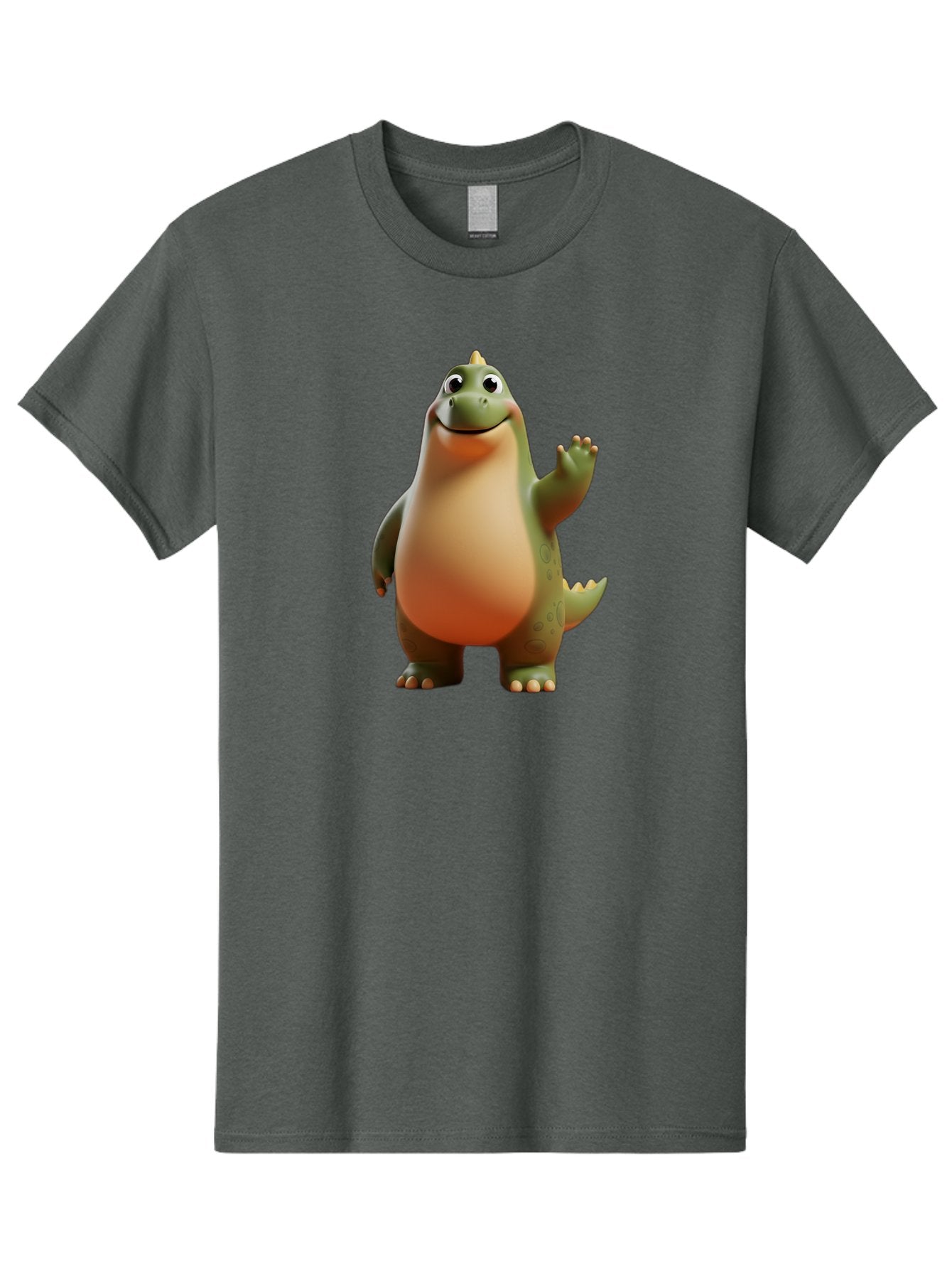 Dinosaur Men'S Graphic Tee, 100% Cotton, Comfortable Casual Summer Wear, Machine Washable, Happy Dinosaur, Cartoon Character, Friendly Creature, Cute Illustration, Waving Dinosaur, Animated Dinosaur, Green Dinosaur, Smiling Face, Fun Design, Bae439 6