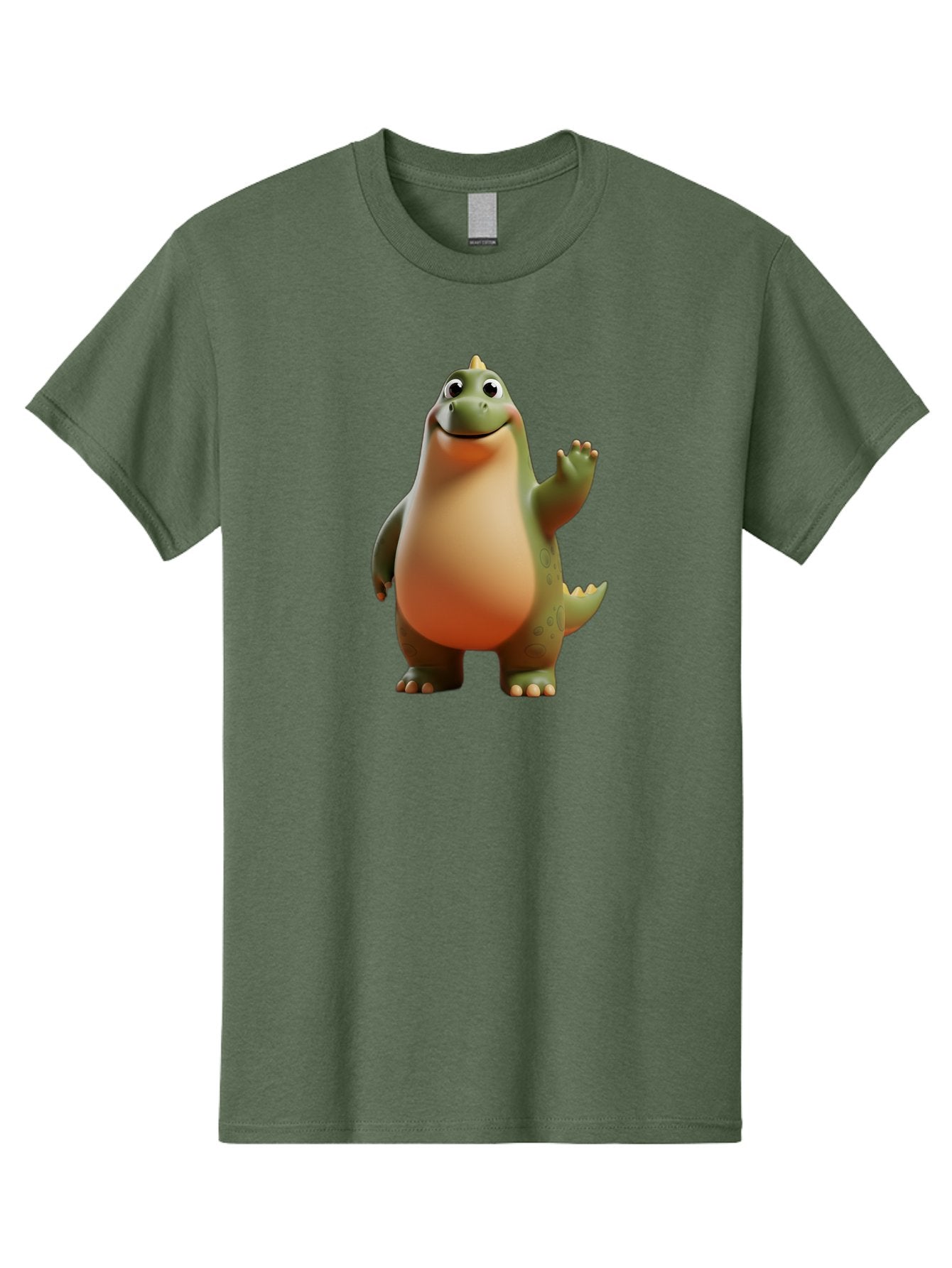 Dinosaur Men'S Graphic Tee, 100% Cotton, Comfortable Casual Summer Wear, Machine Washable, Happy Dinosaur, Cartoon Character, Friendly Creature, Cute Illustration, Waving Dinosaur, Animated Dinosaur, Green Dinosaur, Smiling Face, Fun Design, Bae439 7