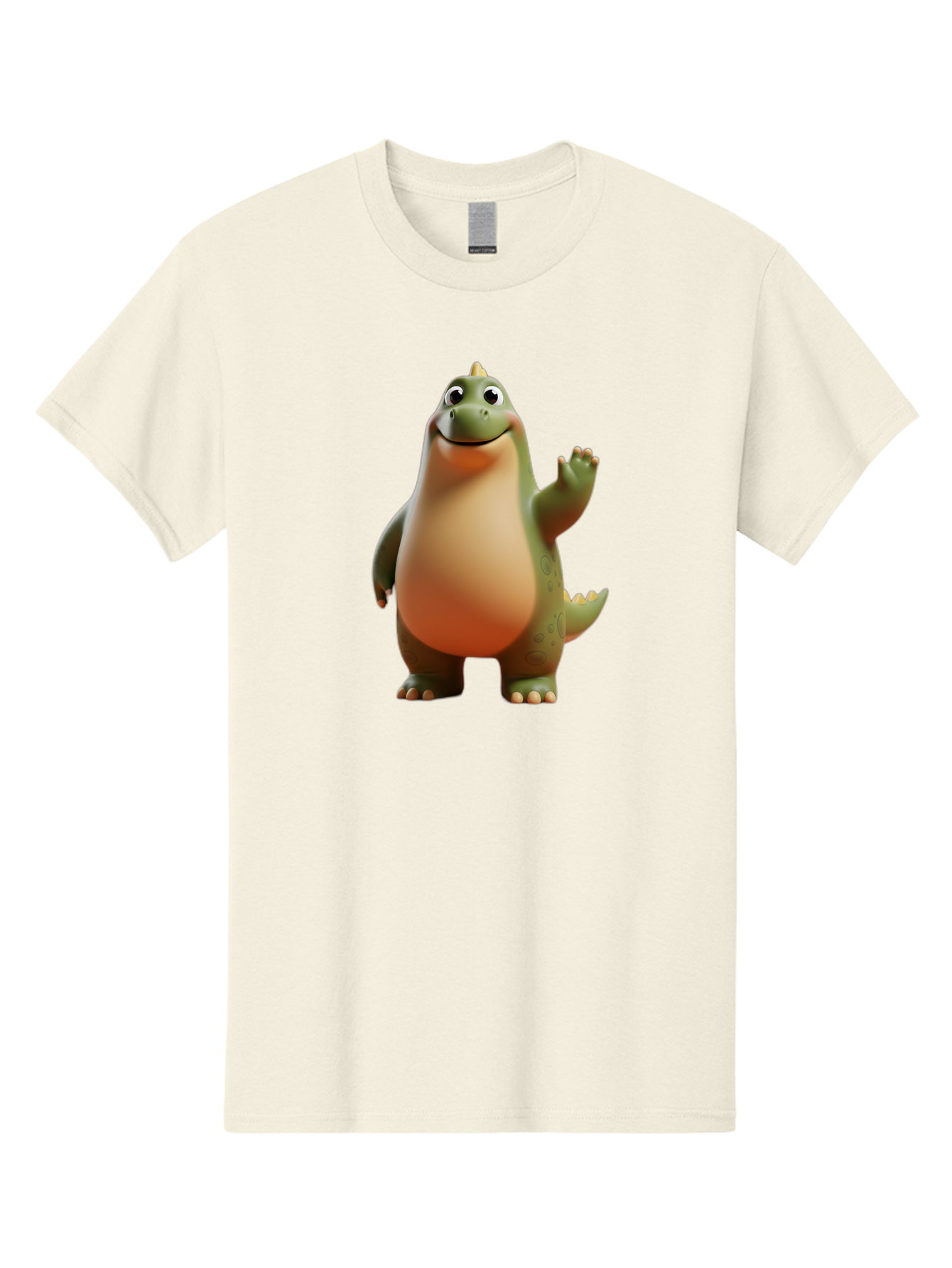 Dinosaur Men'S Graphic Tee, 100% Cotton, Comfortable Casual Summer Wear, Machine Washable, Happy Dinosaur, Cartoon Character, Friendly Creature, Cute Illustration, Waving Dinosaur, Animated Dinosaur, Green Dinosaur, Smiling Face, Fun Design, Bae439 5
