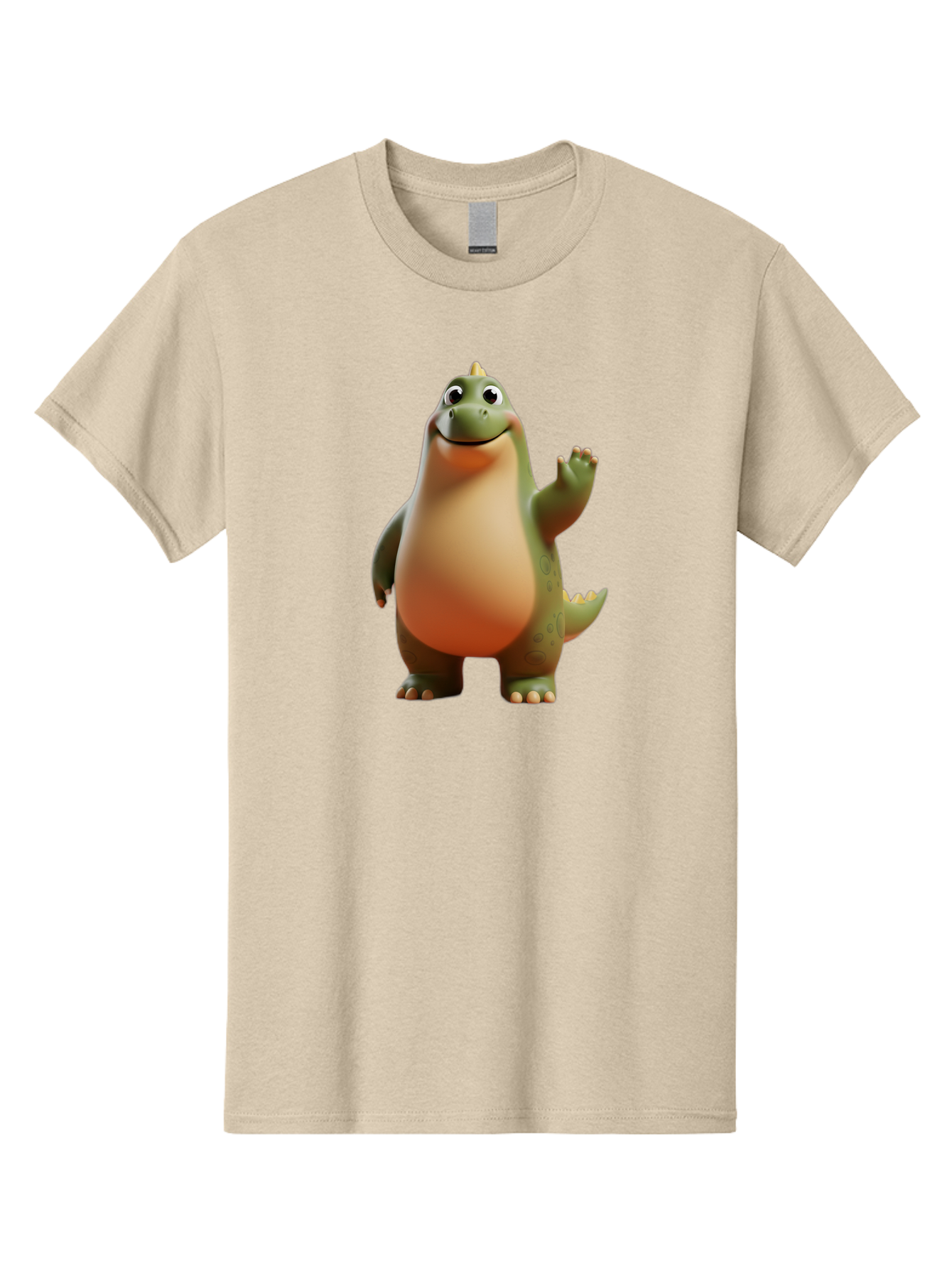 Dinosaur Men'S Graphic Tee, 100% Cotton, Comfortable Casual Summer Wear, Machine Washable, Happy Dinosaur, Cartoon Character, Friendly Creature, Cute Illustration, Waving Dinosaur, Animated Dinosaur, Green Dinosaur, Smiling Face, Fun Design, Bae439 4