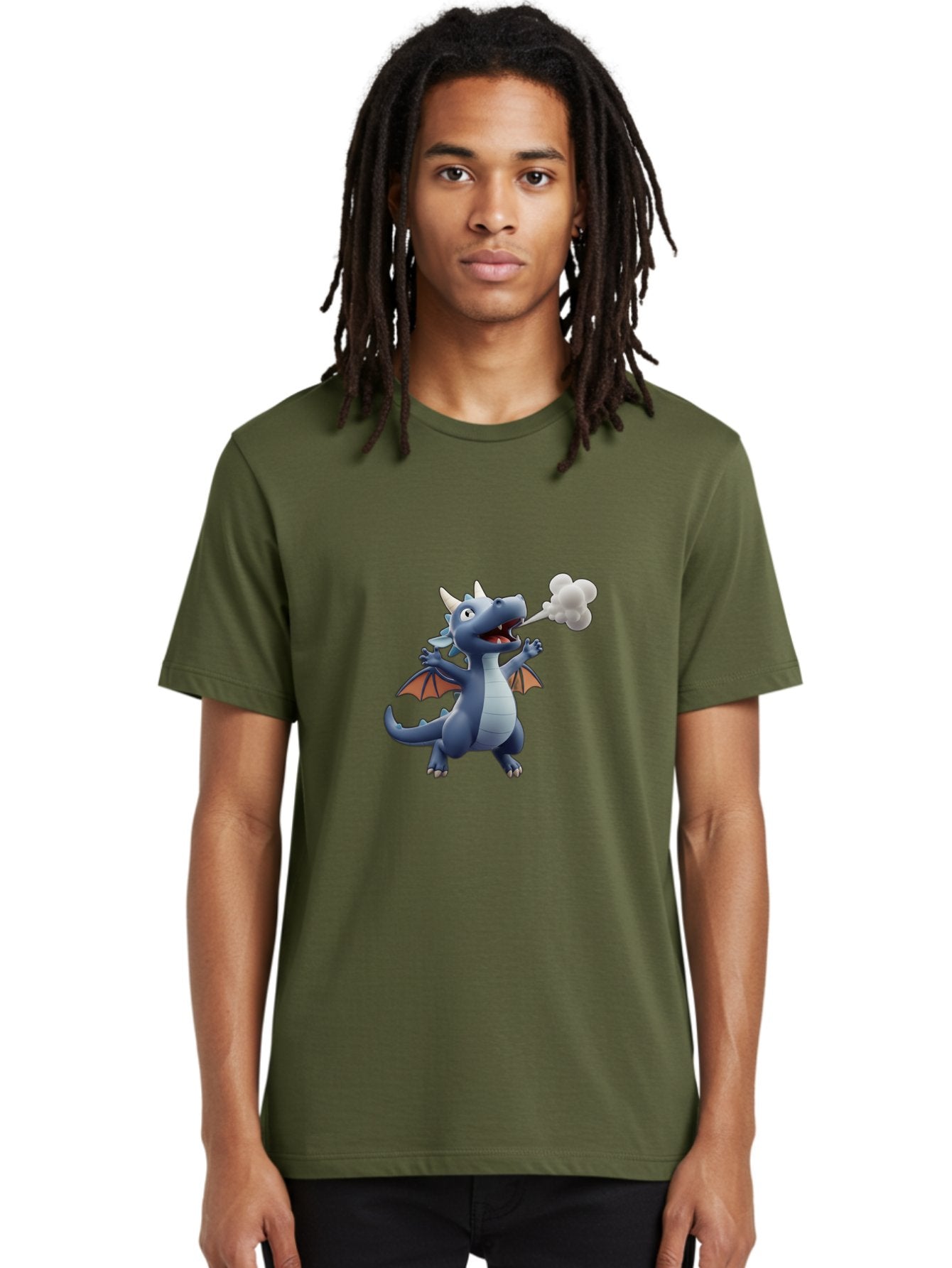 Dragon-Smoking Men'S Graphic Tee, 100% Cotton, Comfortable Casual Summer Wear, Machine Washable, Cartoon Dragon, Mythical Creature, Fantasy Character, Smoking, Adorable, Cute, Playful, Child-Friendly Graphics, Digital Art, Animated Dragon, Bae440 24