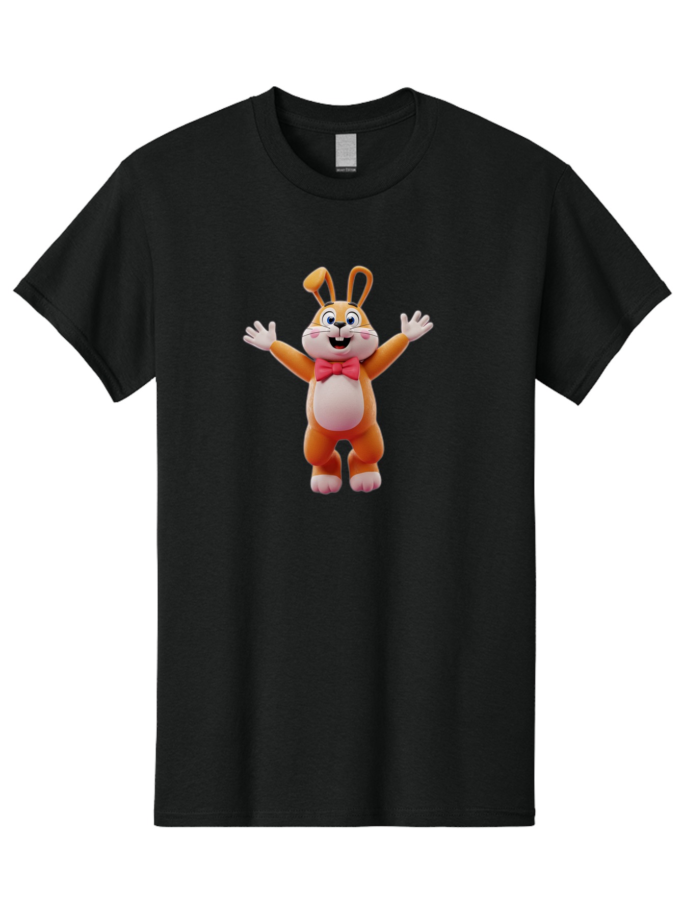 Easter-Bunny Men'S Graphic Tee, 100% Cotton, Comfortable Casual Summer Wear, Machine Washable, Cartoon Rabbit, Easter Bunny, Orange Bunny, Pink Bow Tie, White Gloves, Cute Character, 3D Illustration, Easter Theme, Spring Celebration Bae441 15