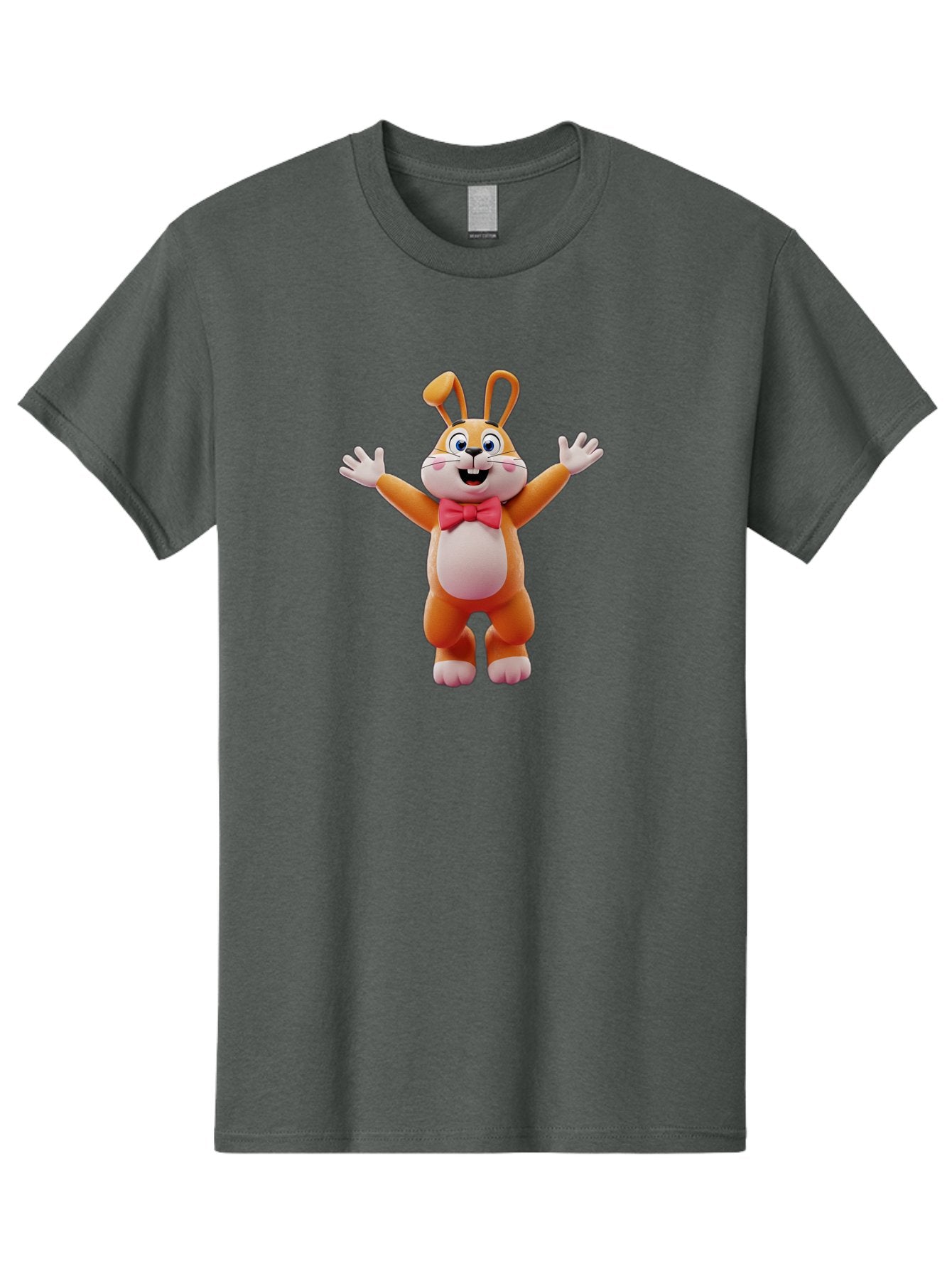 Easter-Bunny Men'S Graphic Tee, 100% Cotton, Comfortable Casual Summer Wear, Machine Washable, Cartoon Rabbit, Easter Bunny, Orange Bunny, Pink Bow Tie, White Gloves, Cute Character, 3D Illustration, Easter Theme, Spring Celebration Bae441 6