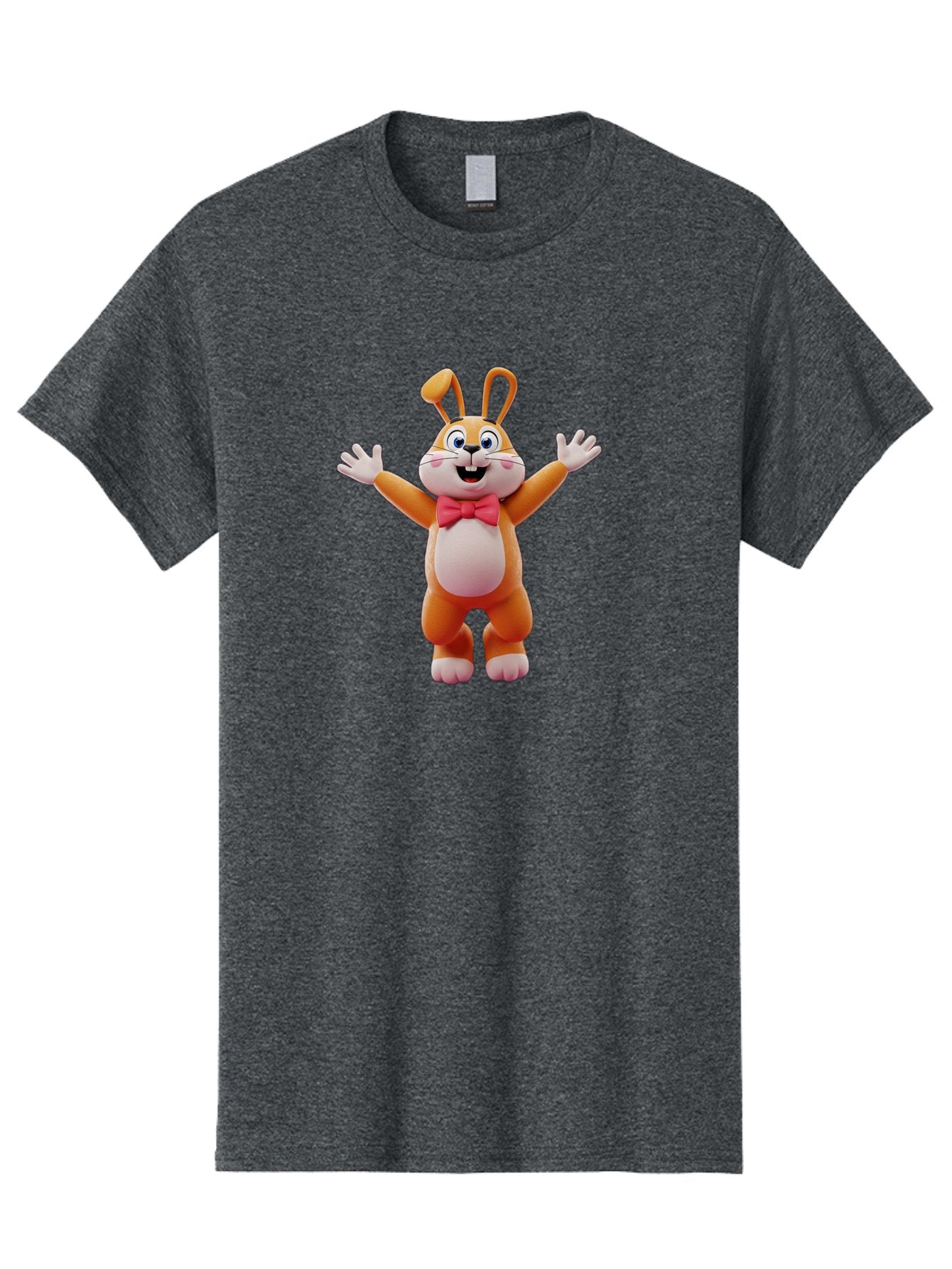 Easter-Bunny Men'S Graphic Tee, 100% Cotton, Comfortable Casual Summer Wear, Machine Washable, Cartoon Rabbit, Easter Bunny, Orange Bunny, Pink Bow Tie, White Gloves, Cute Character, 3D Illustration, Easter Theme, Spring Celebration Bae441 12