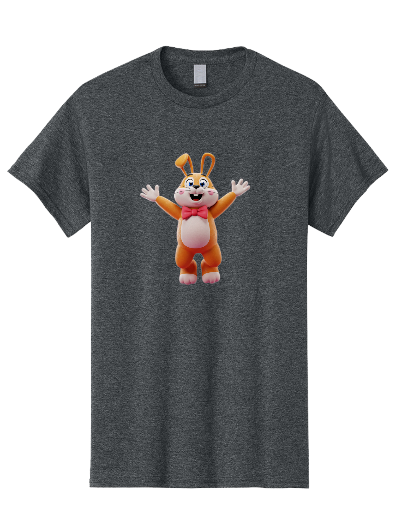 Easter-Bunny Men'S Graphic Tee, 100% Cotton, Comfortable Casual Summer Wear, Machine Washable, Cartoon Rabbit, Easter Bunny, Orange Bunny, Pink Bow Tie, White Gloves, Cute Character, 3D Illustration, Easter Theme, Spring Celebration Bae441 3