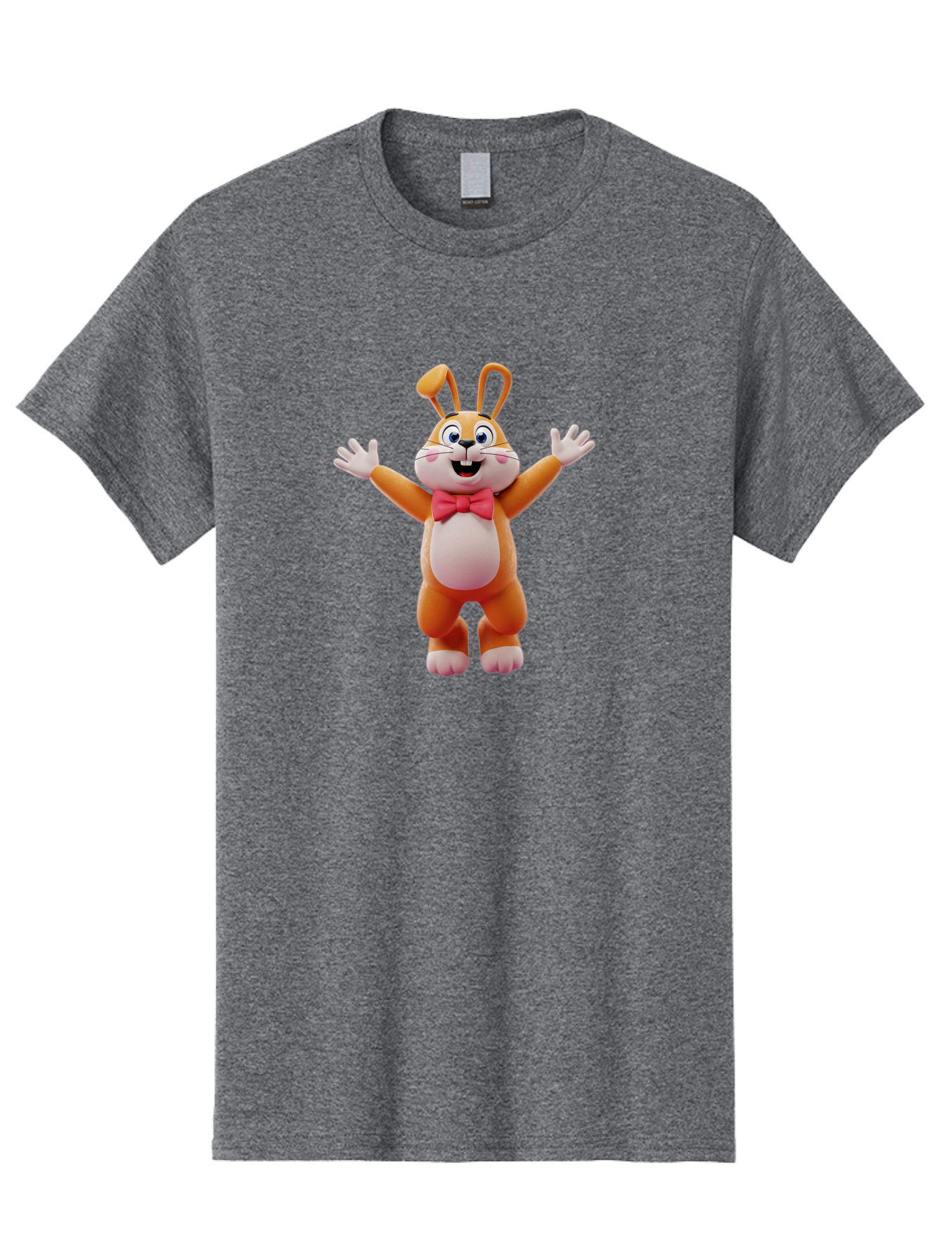 Easter-Bunny Men'S Graphic Tee, 100% Cotton, Comfortable Casual Summer Wear, Machine Washable, Cartoon Rabbit, Easter Bunny, Orange Bunny, Pink Bow Tie, White Gloves, Cute Character, 3D Illustration, Easter Theme, Spring Celebration Bae441 10