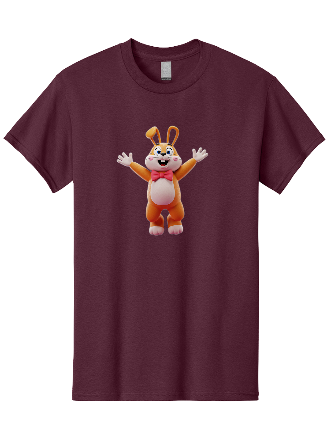 Easter-Bunny Men'S Graphic Tee, 100% Cotton, Comfortable Casual Summer Wear, Machine Washable, Cartoon Rabbit, Easter Bunny, Orange Bunny, Pink Bow Tie, White Gloves, Cute Character, 3D Illustration, Easter Theme, Spring Celebration Bae441 11