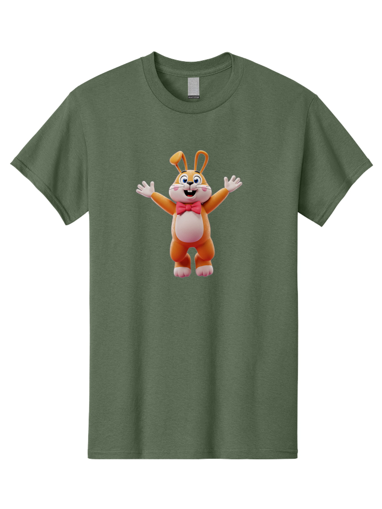 Easter-Bunny Men'S Graphic Tee, 100% Cotton, Comfortable Casual Summer Wear, Machine Washable, Cartoon Rabbit, Easter Bunny, Orange Bunny, Pink Bow Tie, White Gloves, Cute Character, 3D Illustration, Easter Theme, Spring Celebration Bae441 8