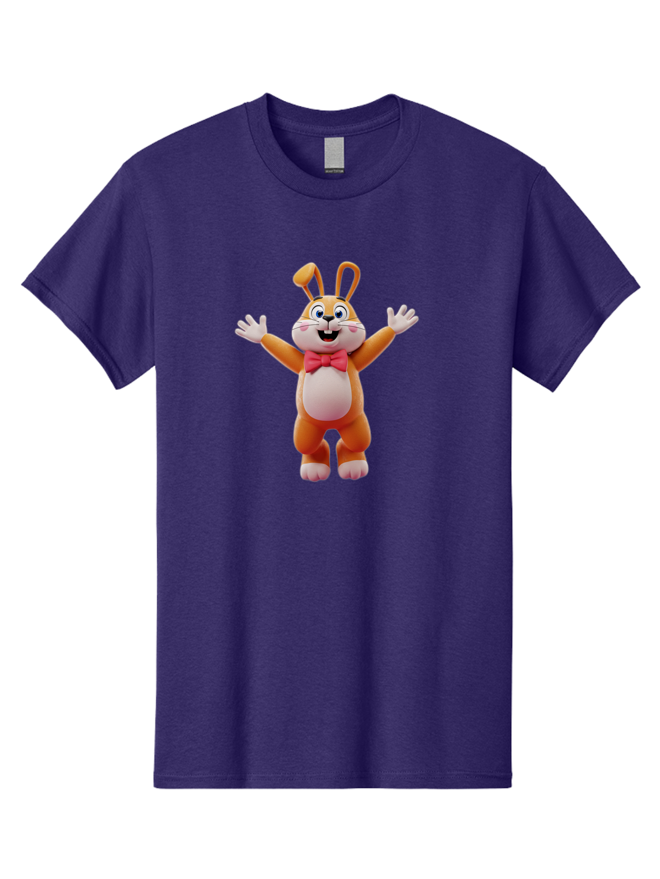 Easter-Bunny Men'S Graphic Tee, 100% Cotton, Comfortable Casual Summer Wear, Machine Washable, Cartoon Rabbit, Easter Bunny, Orange Bunny, Pink Bow Tie, White Gloves, Cute Character, 3D Illustration, Easter Theme, Spring Celebration Bae441 6