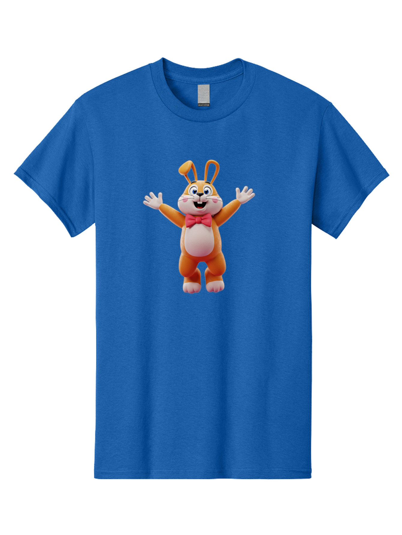 Easter-Bunny Men'S Graphic Tee, 100% Cotton, Comfortable Casual Summer Wear, Machine Washable, Cartoon Rabbit, Easter Bunny, Orange Bunny, Pink Bow Tie, White Gloves, Cute Character, 3D Illustration, Easter Theme, Spring Celebration Bae441 14