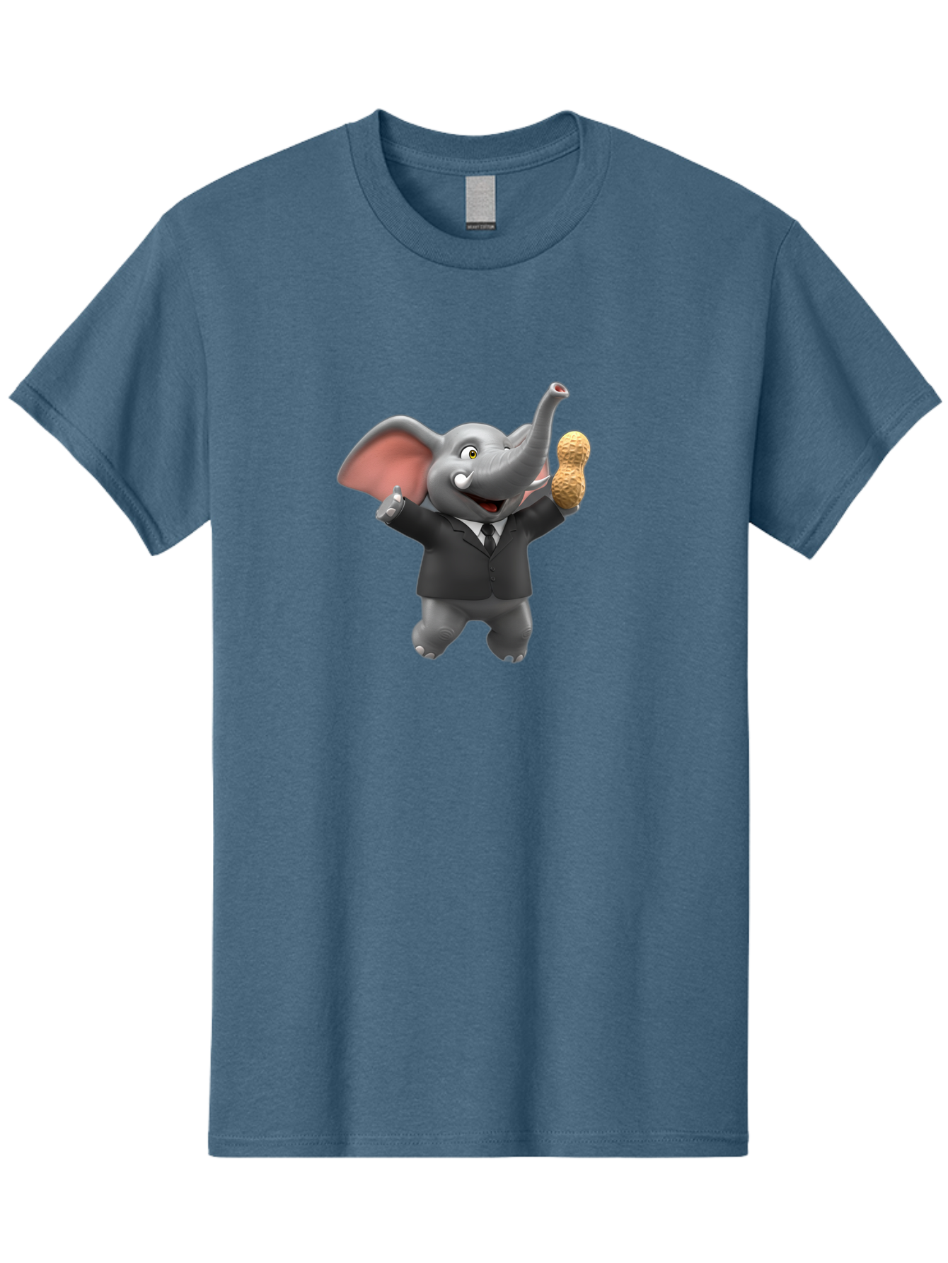 Elephant-In-Suit Men'S Graphic Tee, 100% Cotton, Comfortable Casual Summer Wear, Machine Washable, Elephant In Business Attire, Cartoon Character, Peanuts, Humorous Illustration, Comedic Design, Funny Animal Bae442