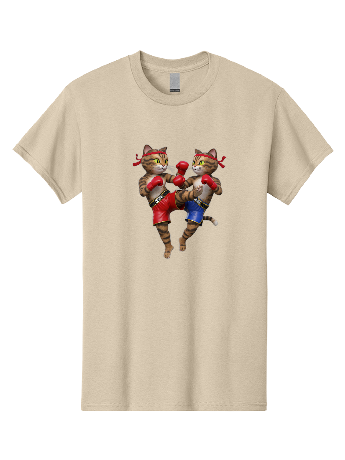 Fighting-Cats Men'S Graphic Tee, 100% Cotton, Comfortable Casual Summer Wear, Machine Washable, Cartoon Cats Boxing, Martial Arts Fight, Red And Blue Boxing Shorts, Red Boxing Gloves, Kofre Brand, Fighting Cats, Cartoon Characters, Bae448 6