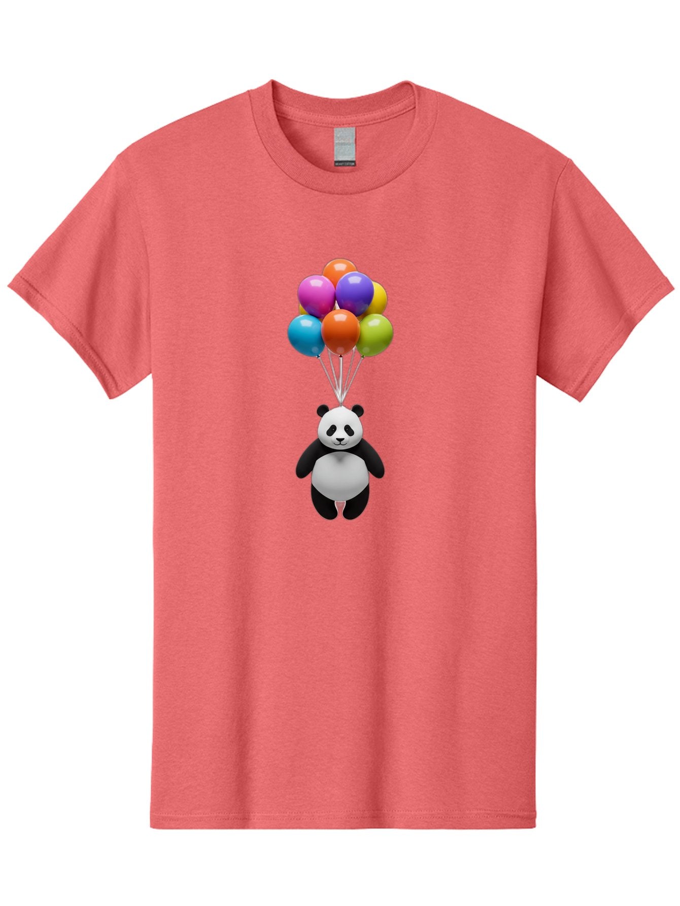 Floating-Panda Men'S Graphic Tee, 100% Cotton, Comfortable Casual Summer Wear, Machine Washable, Cartoon Panda, Floating Panda, Colorful Balloons, Whimsical Design, Cute Character, Playful Illustration, 3D Graphic, Panda Bear, Bae450 10
