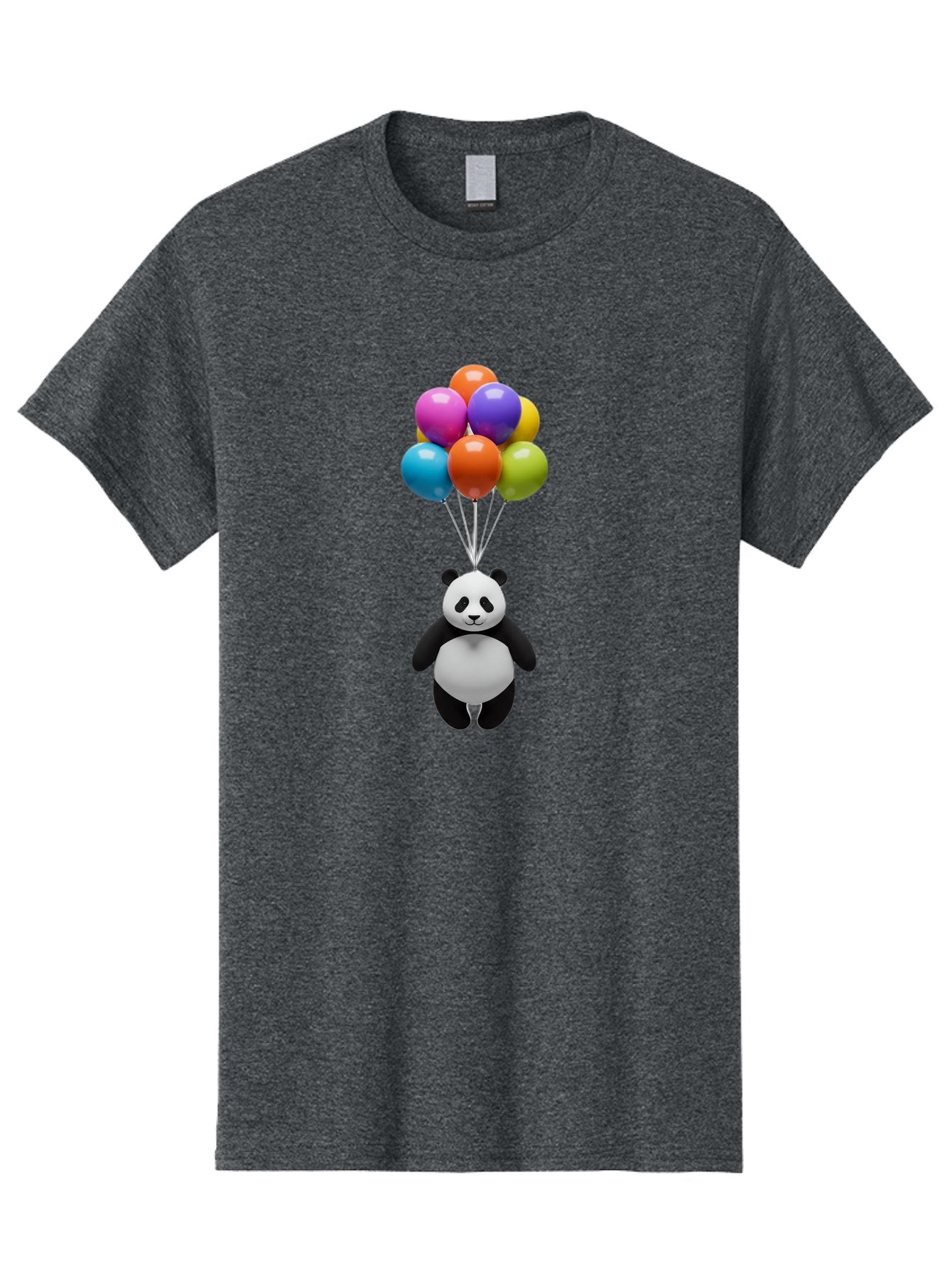 Floating-Panda Men'S Graphic Tee, 100% Cotton, Comfortable Casual Summer Wear, Machine Washable, Cartoon Panda, Floating Panda, Colorful Balloons, Whimsical Design, Cute Character, Playful Illustration, 3D Graphic, Panda Bear, Bae450 8