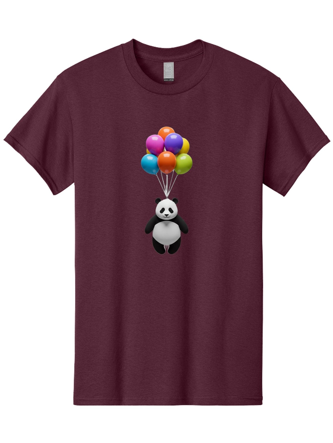 Floating-Panda Men'S Graphic Tee, 100% Cotton, Comfortable Casual Summer Wear, Machine Washable, Cartoon Panda, Floating Panda, Colorful Balloons, Whimsical Design, Cute Character, Playful Illustration, 3D Graphic, Panda Bear, Bae450 9