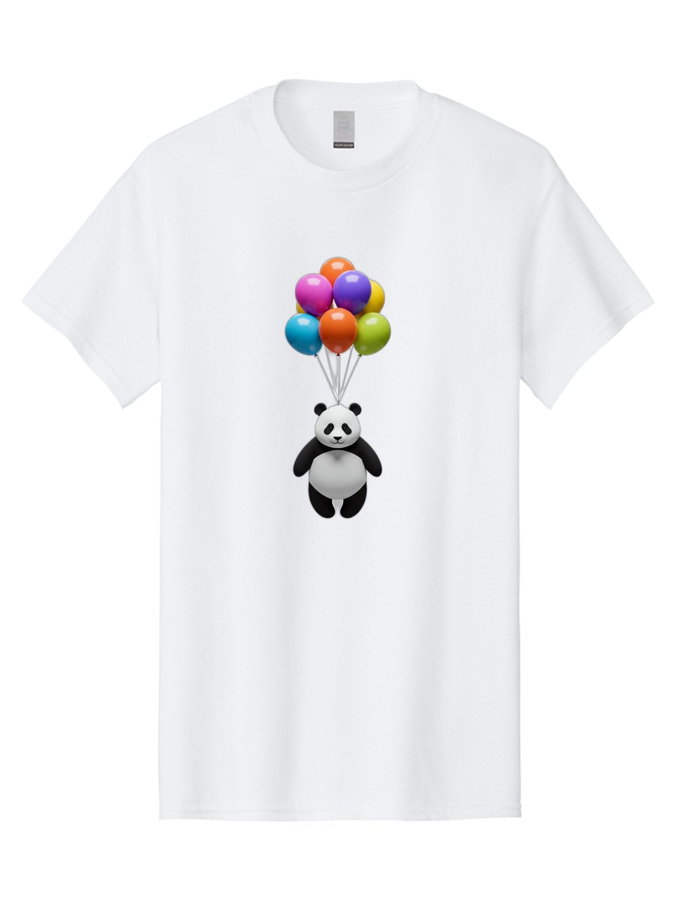 Floating-Panda Men'S Graphic Tee, 100% Cotton, Comfortable Casual Summer Wear, Machine Washable, Cartoon Panda, Floating Panda, Colorful Balloons, Whimsical Design, Cute Character, Playful Illustration, 3D Graphic, Panda Bear, Bae450 5