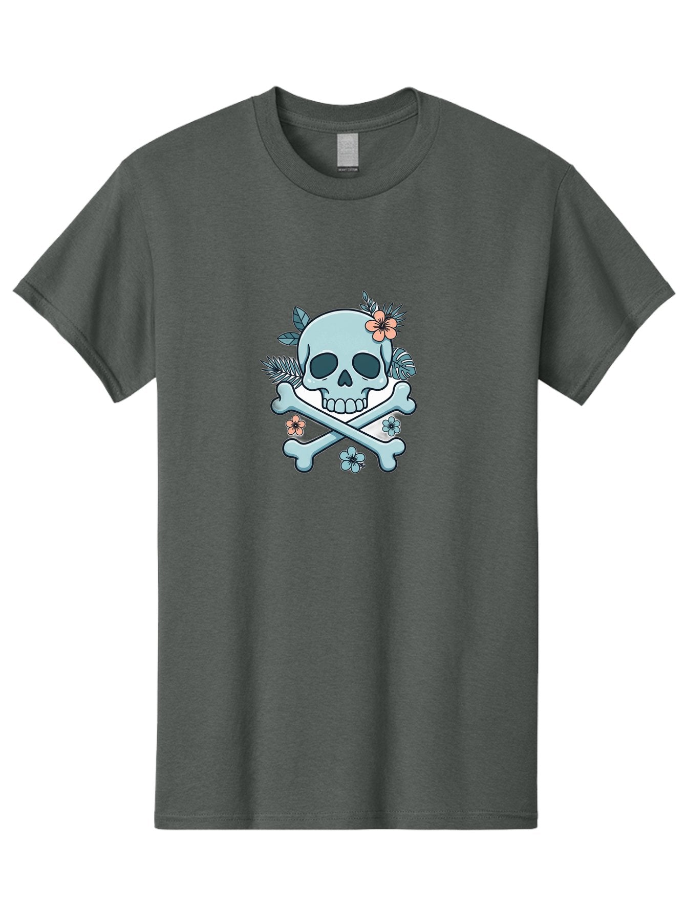 Floral-Skull Men'S Graphic Tee, 100% Cotton, Comfortable Casual Summer Wear, Machine Washable, Skull And Crossbones, Jolly Roger, Pirate Symbol, Floral Design, Colorful Tattoo Art, Gothic Decoration, Crossbones With Flowers, Flower Skull, Bae451 11