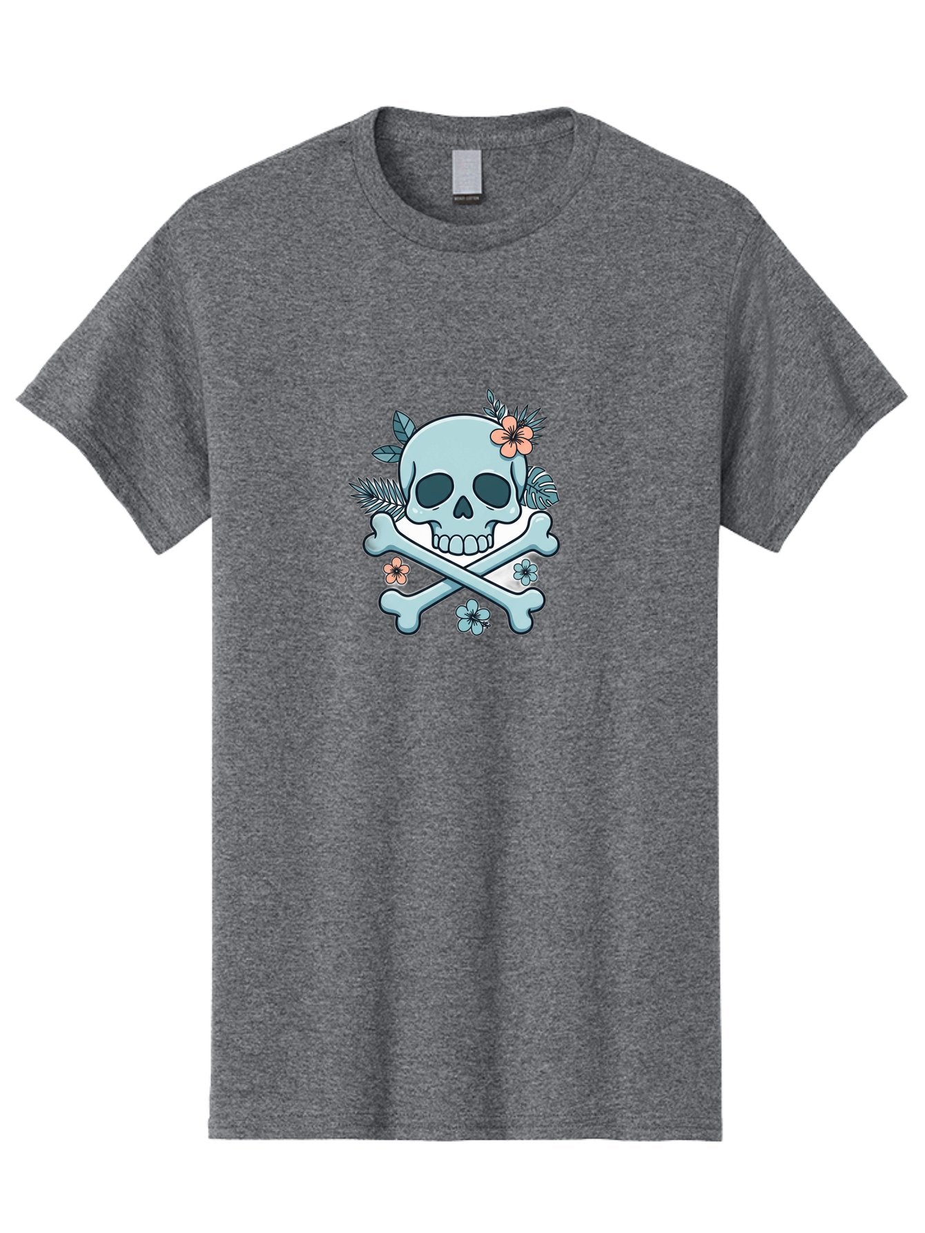Floral-Skull Men'S Graphic Tee, 100% Cotton, Comfortable Casual Summer Wear, Machine Washable, Skull And Crossbones, Jolly Roger, Pirate Symbol, Floral Design, Colorful Tattoo Art, Gothic Decoration, Crossbones With Flowers, Flower Skull, Bae451 12