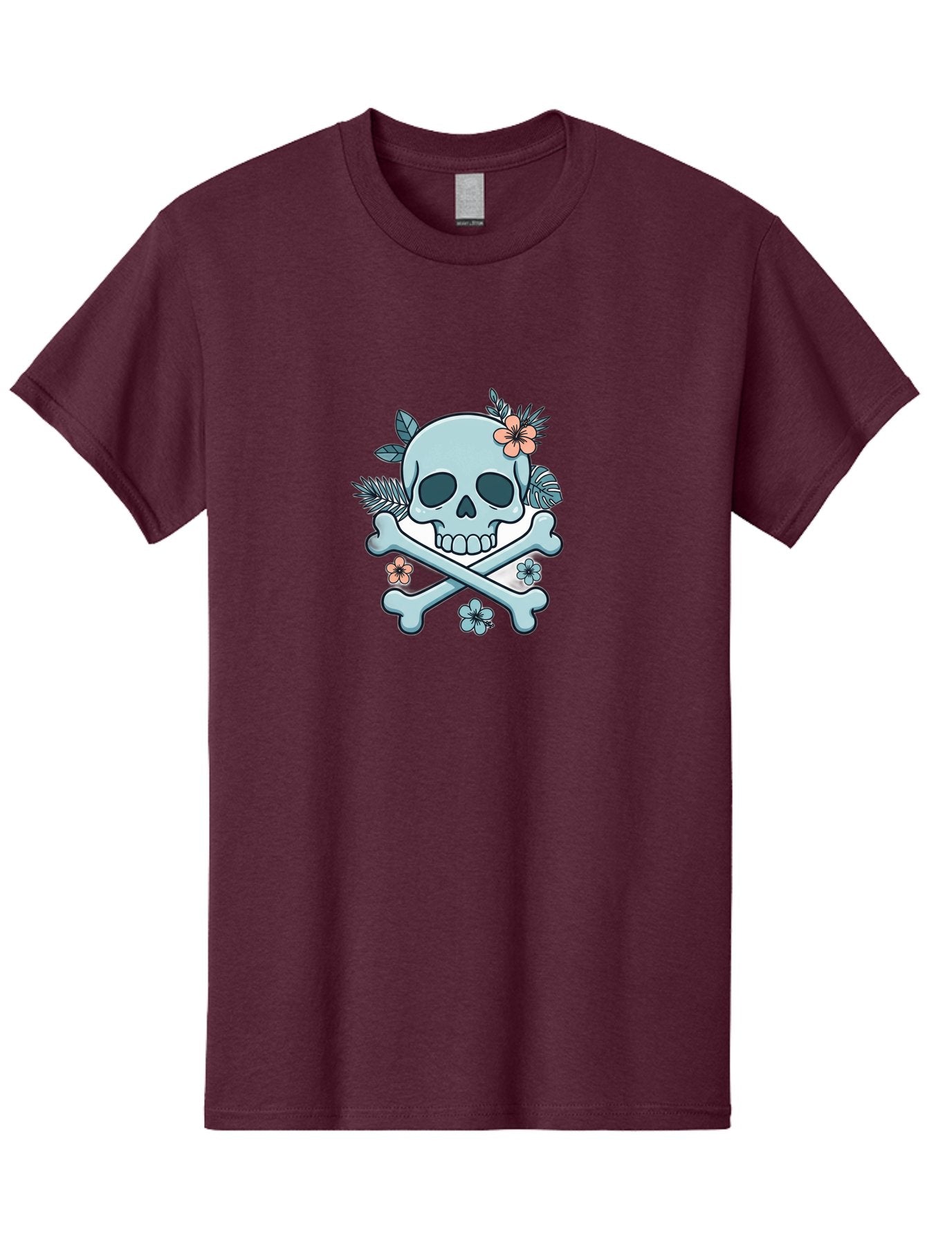 Floral-Skull Men'S Graphic Tee, 100% Cotton, Comfortable Casual Summer Wear, Machine Washable, Skull And Crossbones, Jolly Roger, Pirate Symbol, Floral Design, Colorful Tattoo Art, Gothic Decoration, Crossbones With Flowers, Flower Skull, Bae451 4