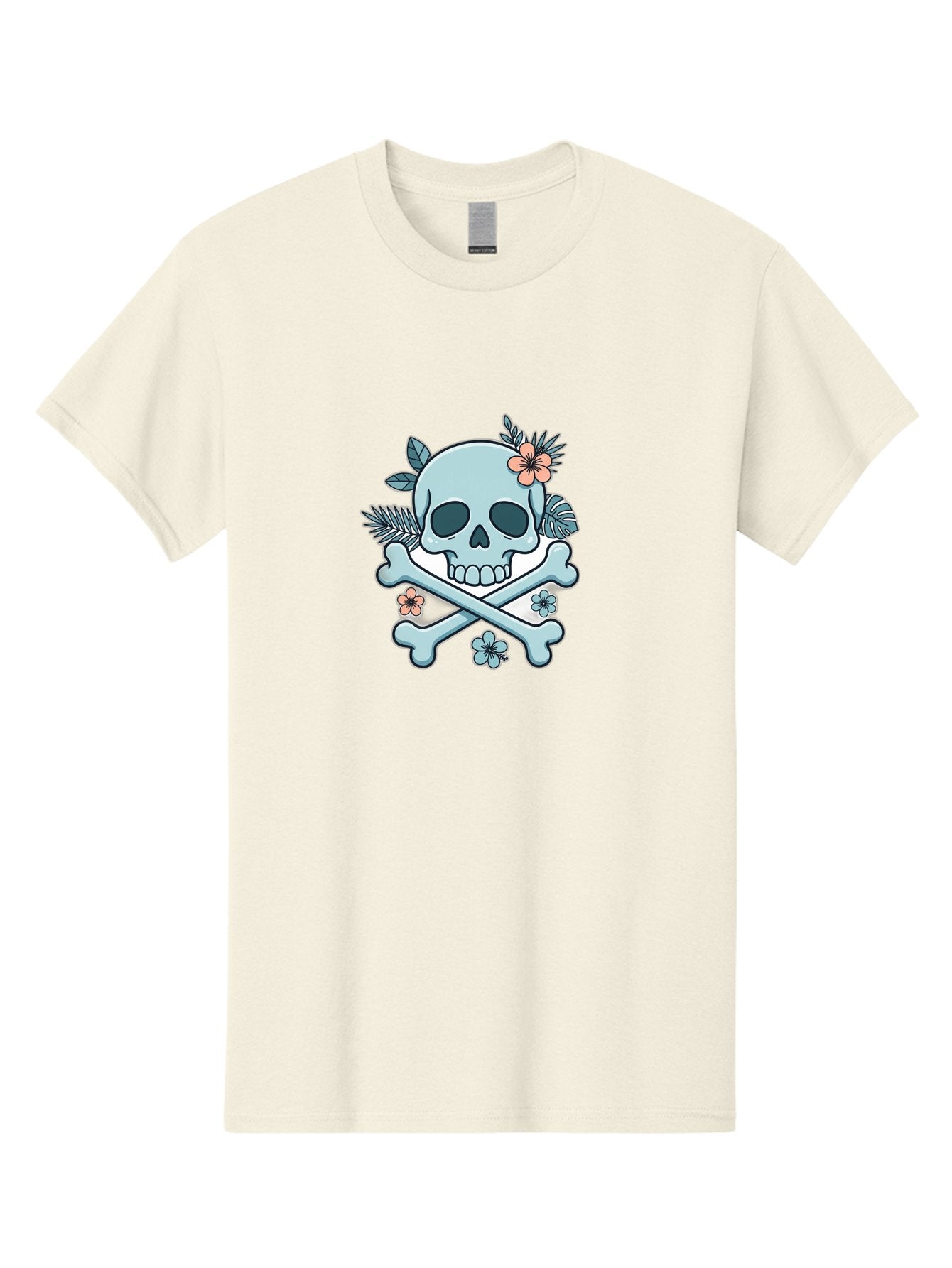Floral-Skull Men'S Graphic Tee, 100% Cotton, Comfortable Casual Summer Wear, Machine Washable, Skull And Crossbones, Jolly Roger, Pirate Symbol, Floral Design, Colorful Tattoo Art, Gothic Decoration, Crossbones With Flowers, Flower Skull, Bae451 3