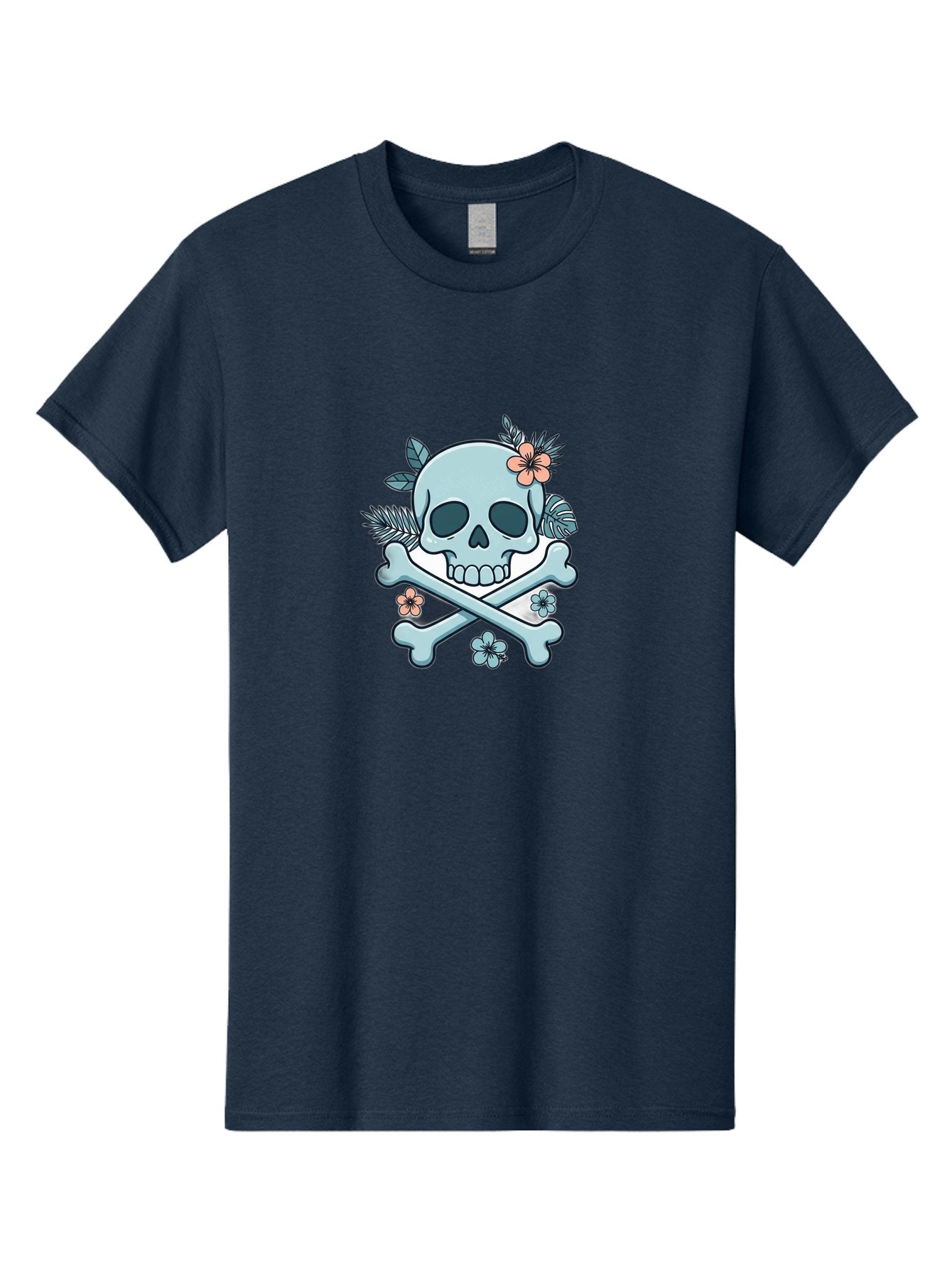 Floral-Skull Men'S Graphic Tee, 100% Cotton, Comfortable Casual Summer Wear, Machine Washable, Skull And Crossbones, Jolly Roger, Pirate Symbol, Floral Design, Colorful Tattoo Art, Gothic Decoration, Crossbones With Flowers, Flower Skull, Bae451 15