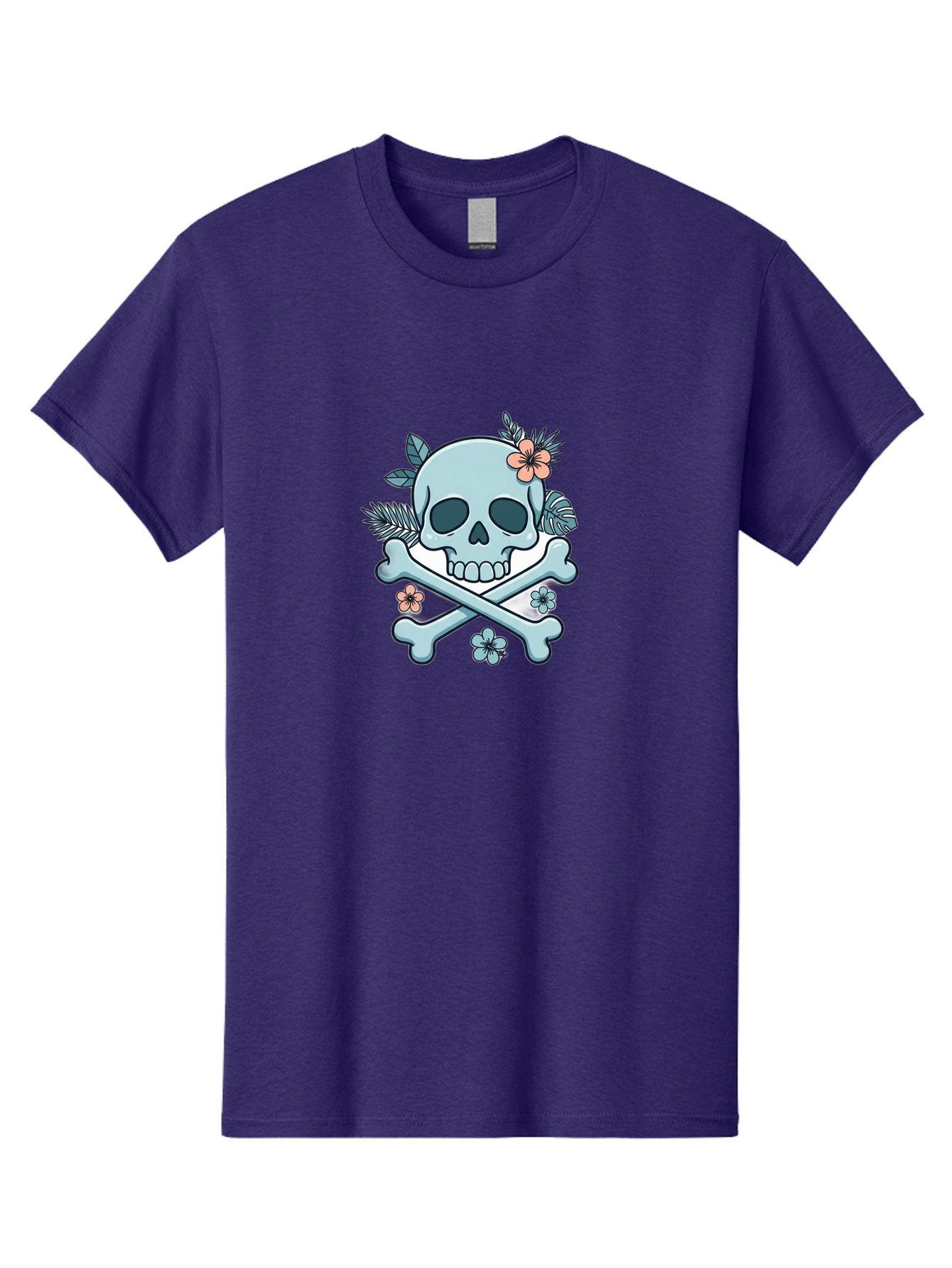 Floral-Skull Men'S Graphic Tee, 100% Cotton, Comfortable Casual Summer Wear, Machine Washable, Skull And Crossbones, Jolly Roger, Pirate Symbol, Floral Design, Colorful Tattoo Art, Gothic Decoration, Crossbones With Flowers, Flower Skull, Bae451 8