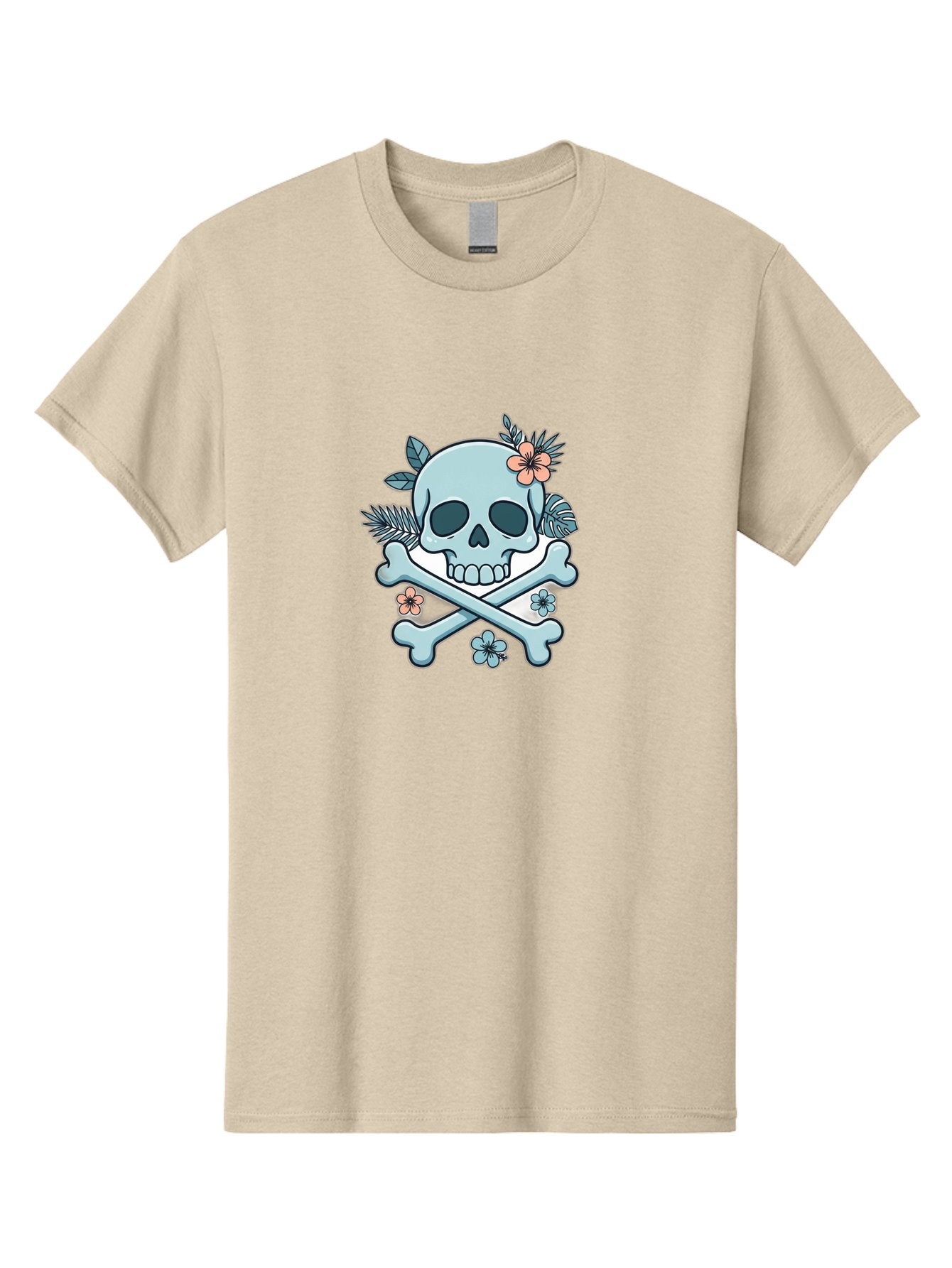 Floral-Skull Men'S Graphic Tee, 100% Cotton, Comfortable Casual Summer Wear, Machine Washable, Skull And Crossbones, Jolly Roger, Pirate Symbol, Floral Design, Colorful Tattoo Art, Gothic Decoration, Crossbones With Flowers, Flower Skull, Bae451 13