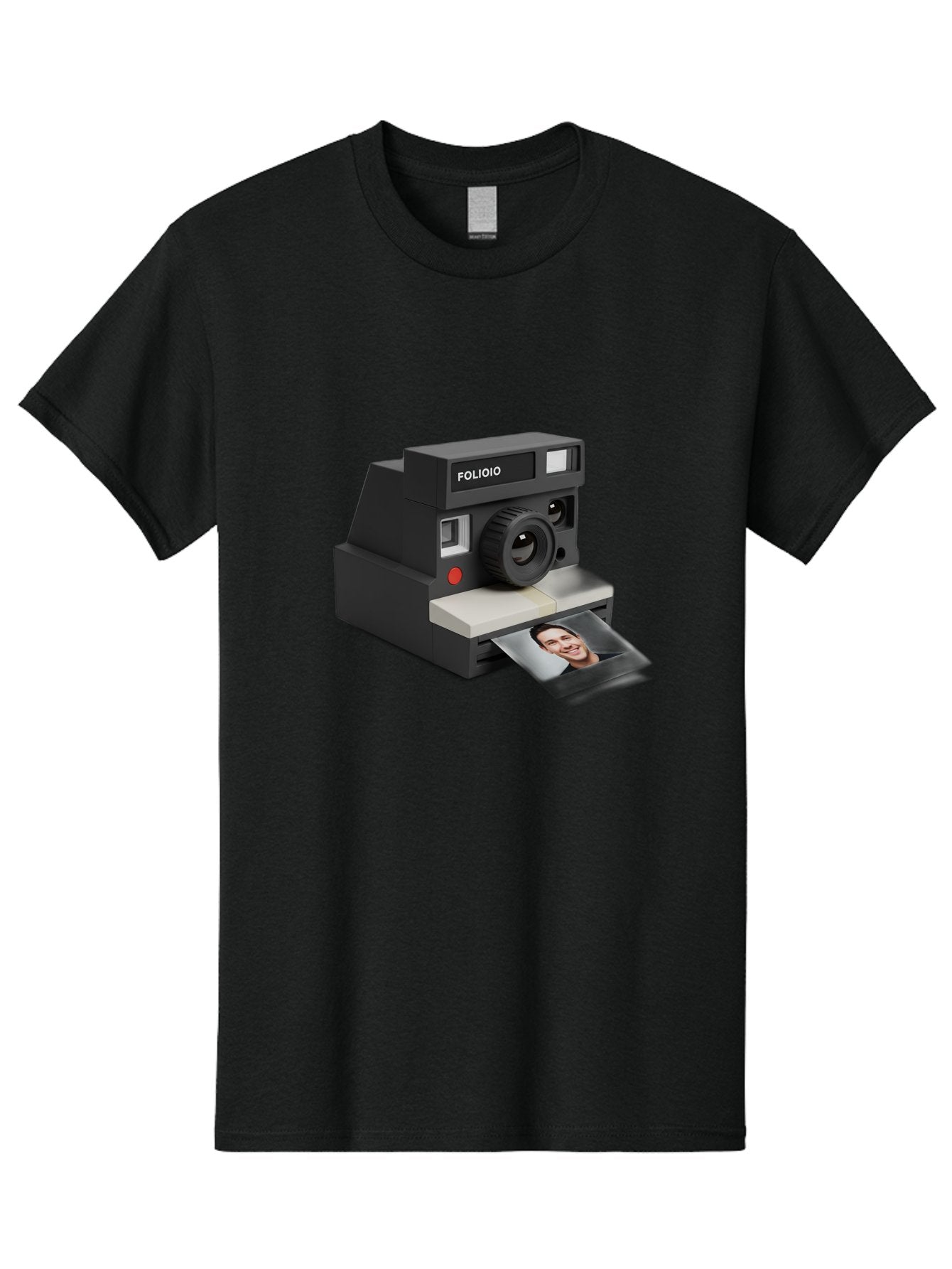 Folioio-Polaroid-Camera Men'S Graphic Tee, 100% Cotton, Comfortable Casual Summer Wear, Machine Washable, Instant Camera, Folioio Brand, Printing Photo, Smiling Woman, Instant Photography, Retro Style, Digital Print, Camera Technology Bae452 8