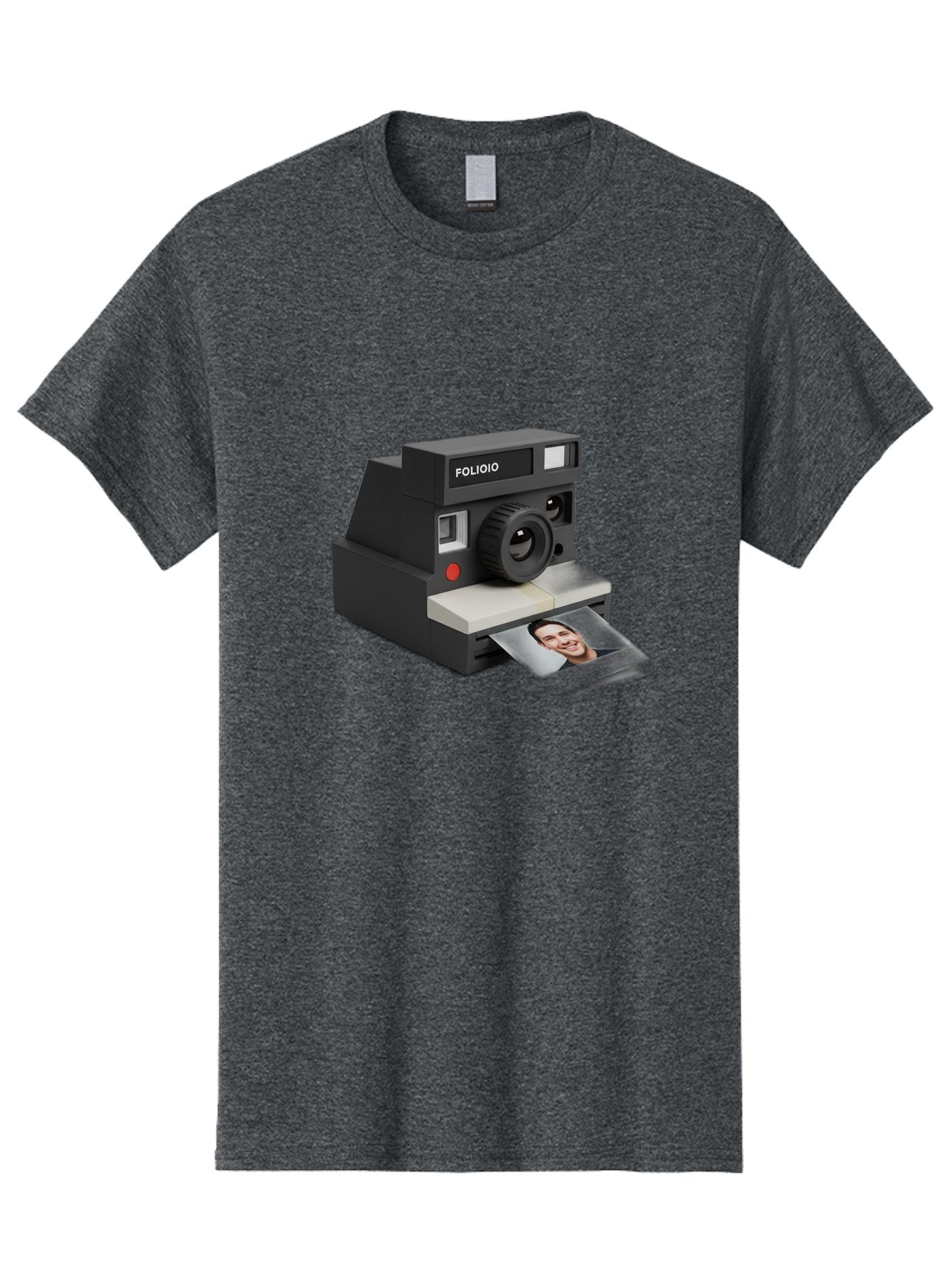 Folioio-Polaroid-Camera Men'S Graphic Tee, 100% Cotton, Comfortable Casual Summer Wear, Machine Washable, Instant Camera, Folioio Brand, Printing Photo, Smiling Woman, Instant Photography, Retro Style, Digital Print, Camera Technology Bae452 4