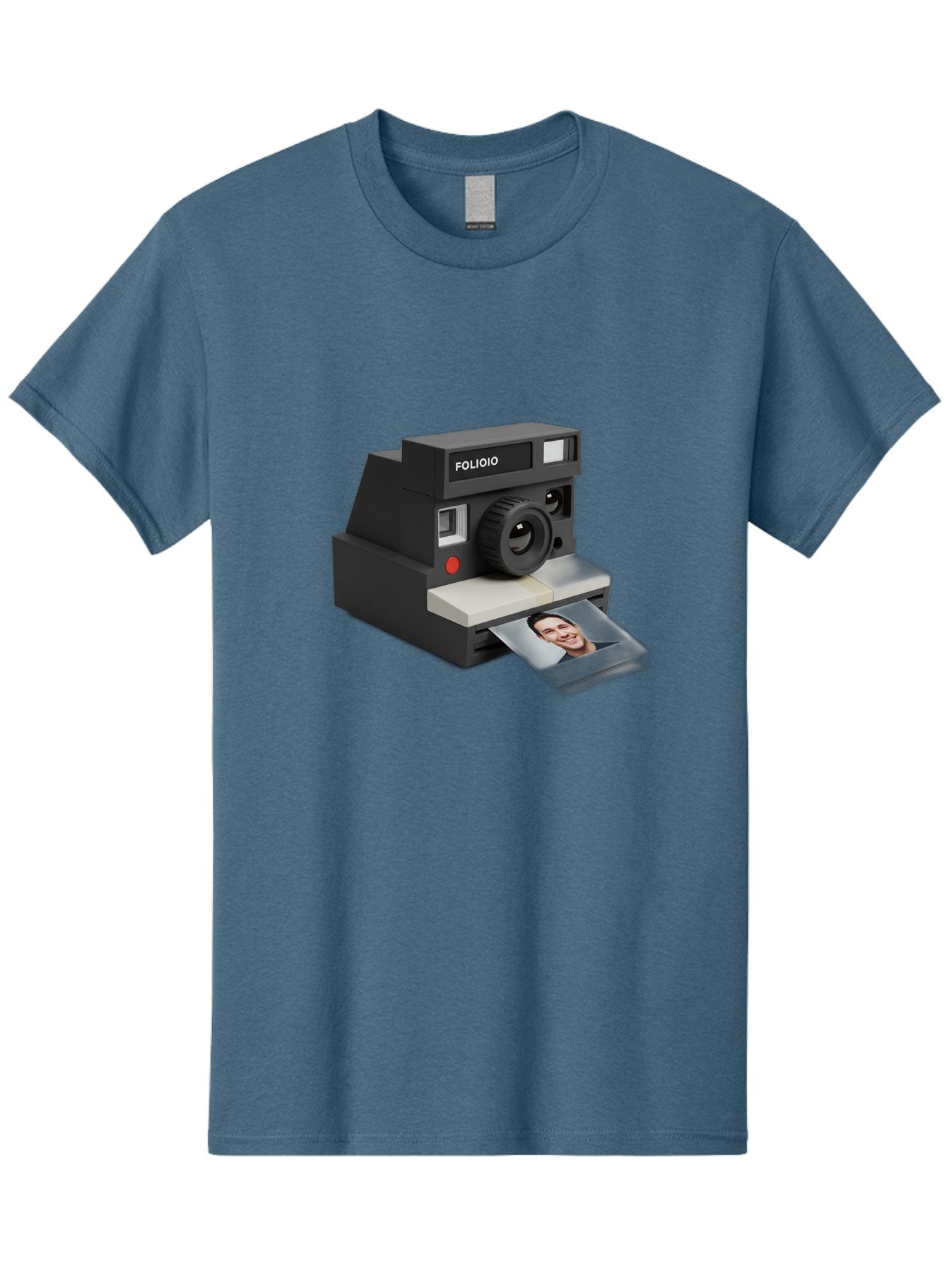 Folioio-Polaroid-Camera Men'S Graphic Tee, 100% Cotton, Comfortable Casual Summer Wear, Machine Washable, Instant Camera, Folioio Brand, Printing Photo, Smiling Woman, Instant Photography, Retro Style, Digital Print, Camera Technology Bae452 5