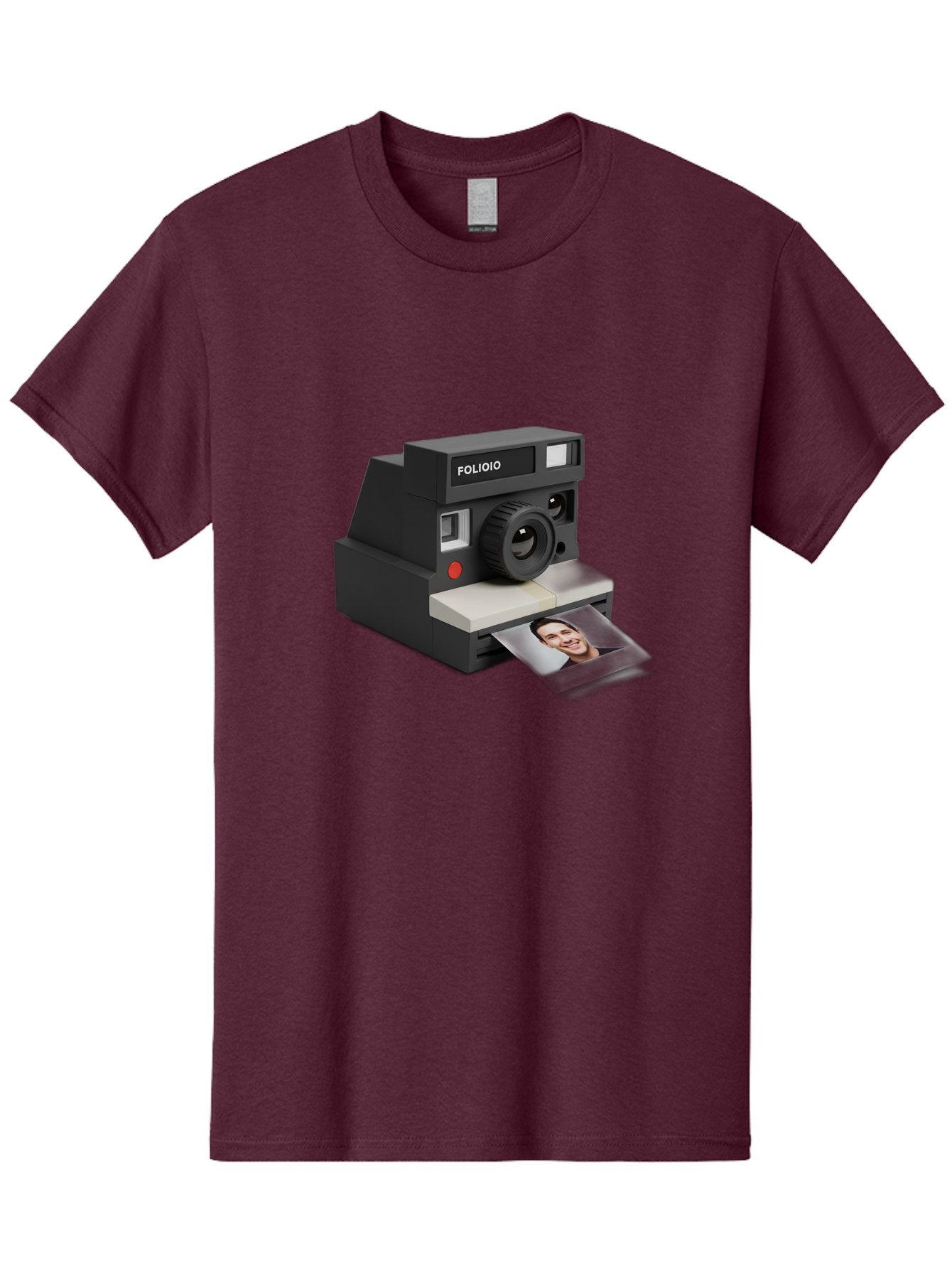 Folioio-Polaroid-Camera Men'S Graphic Tee, 100% Cotton, Comfortable Casual Summer Wear, Machine Washable, Instant Camera, Folioio Brand, Printing Photo, Smiling Woman, Instant Photography, Retro Style, Digital Print, Camera Technology Bae452 15