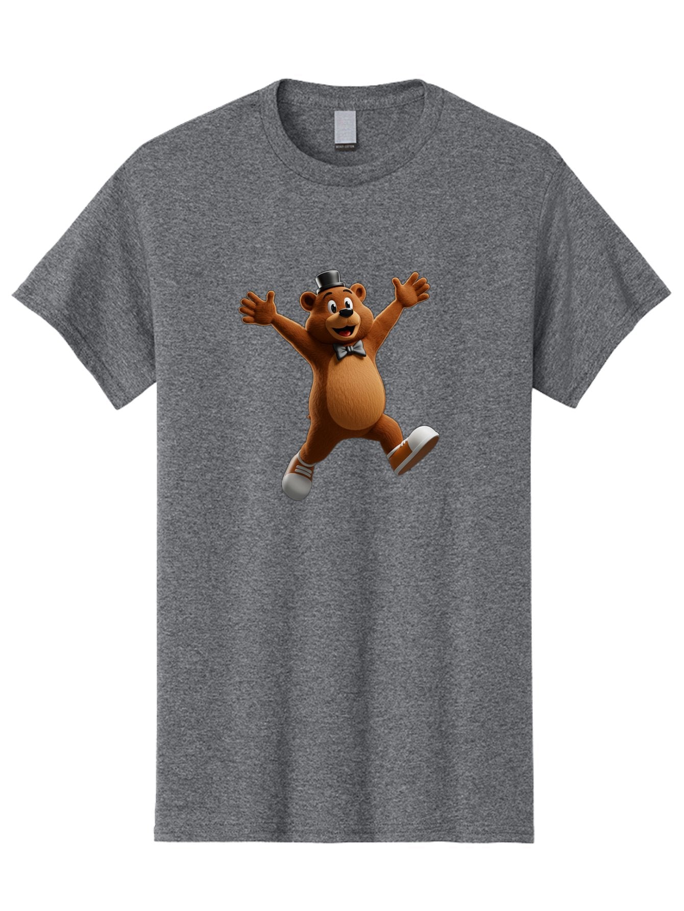 Freddy-Fazbear Men'S Graphic Tee, 100% Cotton, Comfortable Casual Summer Wear, Machine Washable, Cartoon Bear, Dancing Bear, Top Hat, Bow Tie, White Shoes, Playful Expression, Energetic Pose, Animated Character, 3D Rendering, Fun, Lively, Bae453 14