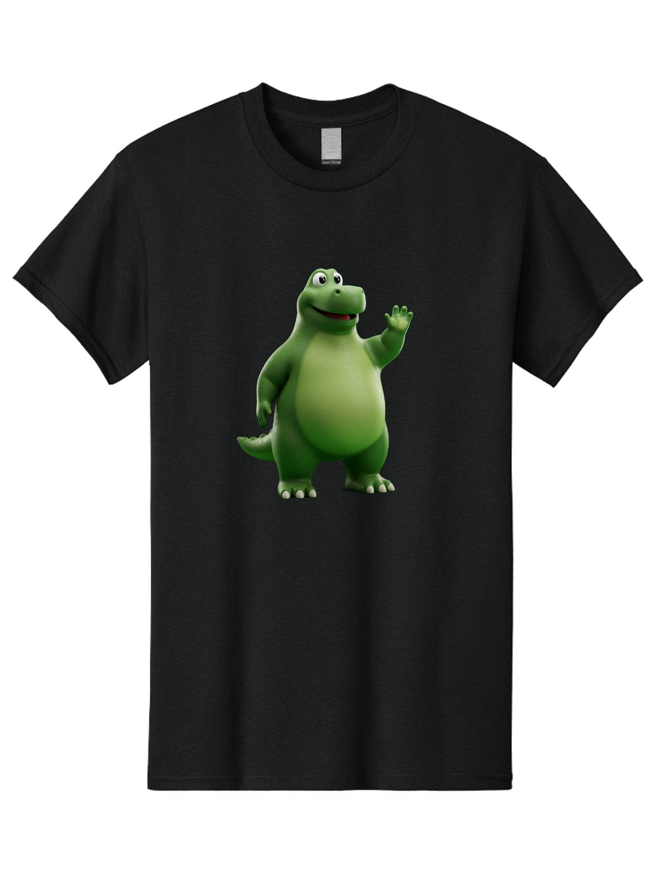 Friendly-Dinosaur Men'S Graphic Tee, 100% Cotton, Comfortable Casual Summer Wear, Machine Washable, Cartoon Dinosaur, Green Dinosaur Character, Friendly Dino, Animated Creature, Dinosaur Waving, Kids Cartoon Character, Dinosaur Illustration, Bae454 7