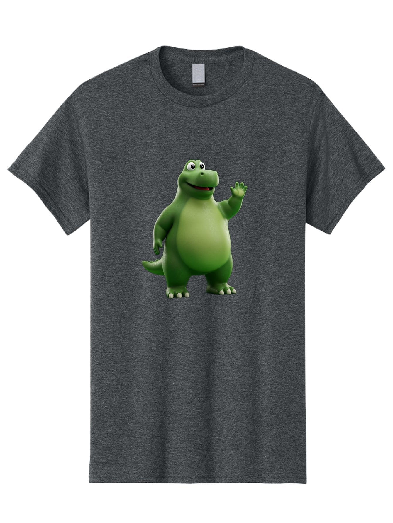 Friendly-Dinosaur Men'S Graphic Tee, 100% Cotton, Comfortable Casual Summer Wear, Machine Washable, Cartoon Dinosaur, Green Dinosaur Character, Friendly Dino, Animated Creature, Dinosaur Waving, Kids Cartoon Character, Dinosaur Illustration, Bae454 14
