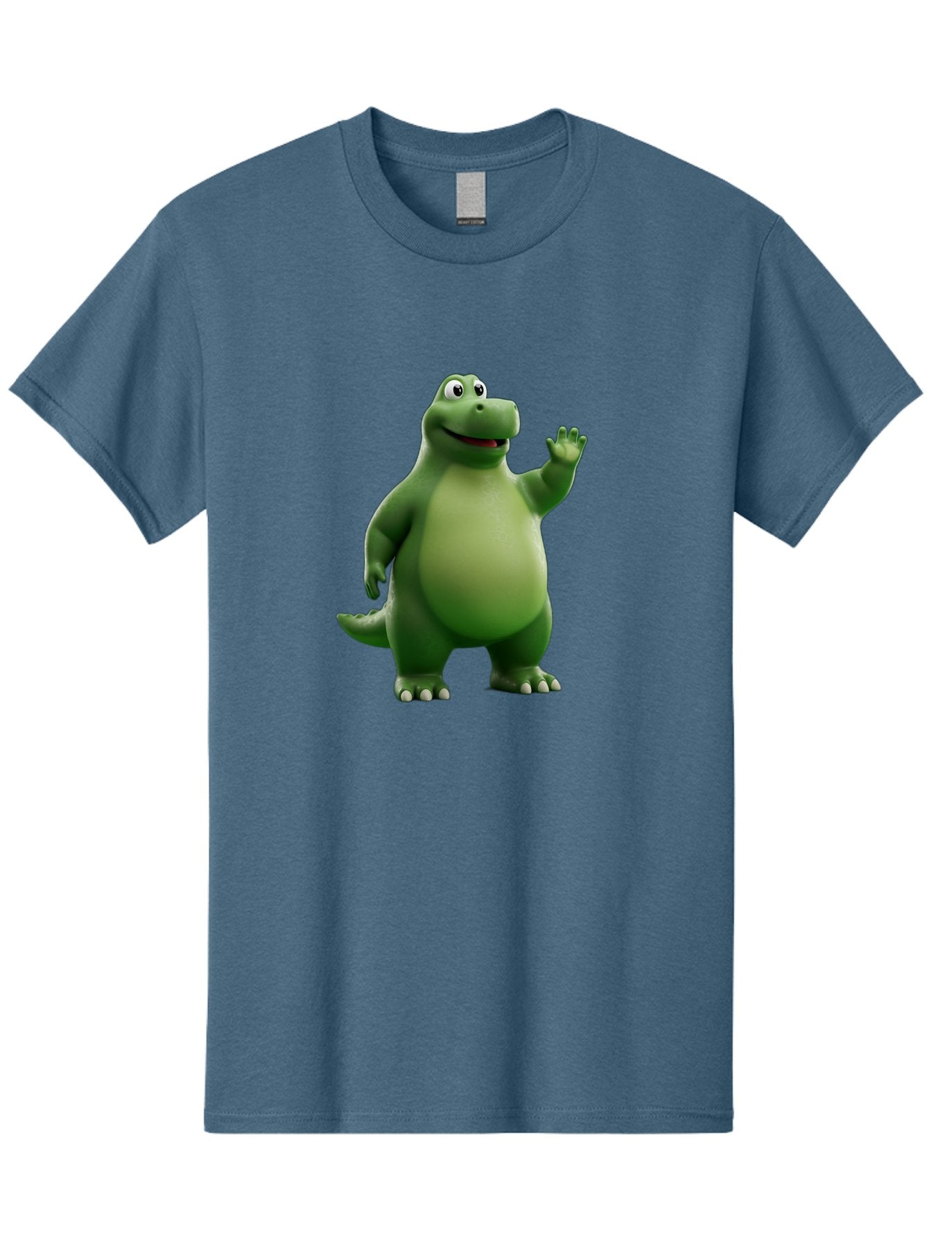 Friendly-Dinosaur Men'S Graphic Tee, 100% Cotton, Comfortable Casual Summer Wear, Machine Washable, Cartoon Dinosaur, Green Dinosaur Character, Friendly Dino, Animated Creature, Dinosaur Waving, Kids Cartoon Character, Dinosaur Illustration, Bae454 9