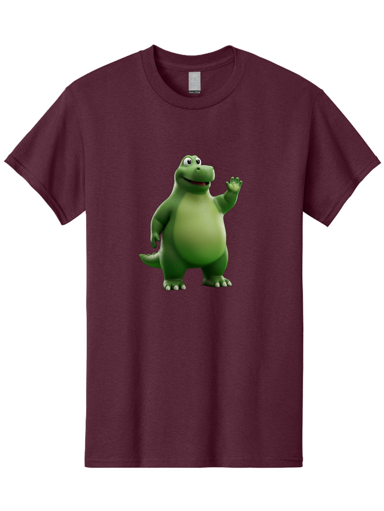 Friendly-Dinosaur Men'S Graphic Tee, 100% Cotton, Comfortable Casual Summer Wear, Machine Washable, Cartoon Dinosaur, Green Dinosaur Character, Friendly Dino, Animated Creature, Dinosaur Waving, Kids Cartoon Character, Dinosaur Illustration, Bae454 8