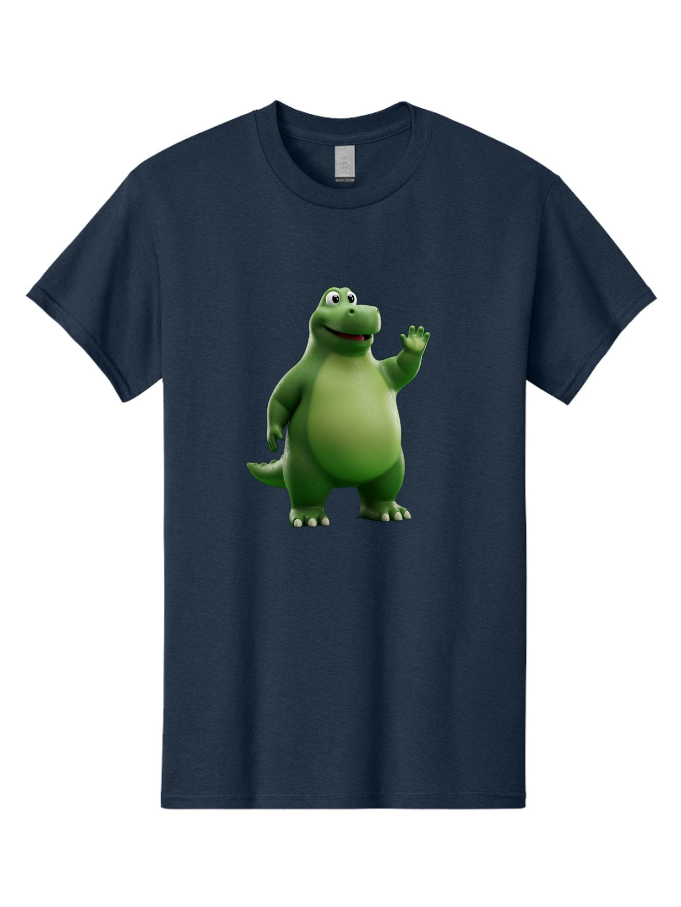 Friendly-Dinosaur Men'S Graphic Tee, 100% Cotton, Comfortable Casual Summer Wear, Machine Washable, Cartoon Dinosaur, Green Dinosaur Character, Friendly Dino, Animated Creature, Dinosaur Waving, Kids Cartoon Character, Dinosaur Illustration, Bae454 11